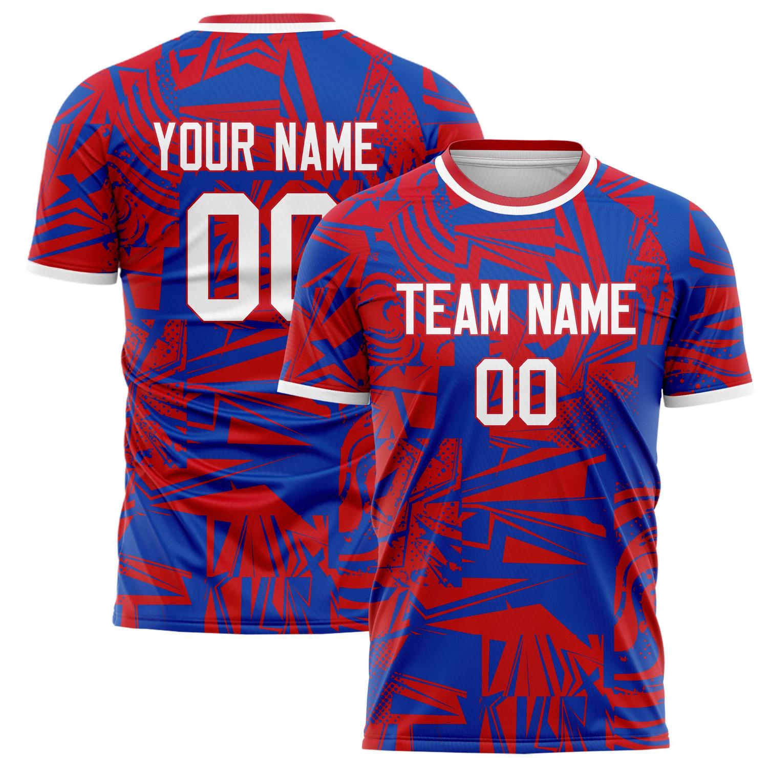 Custom Red Royal Pattern Soccer Jersey FT02240808JG082