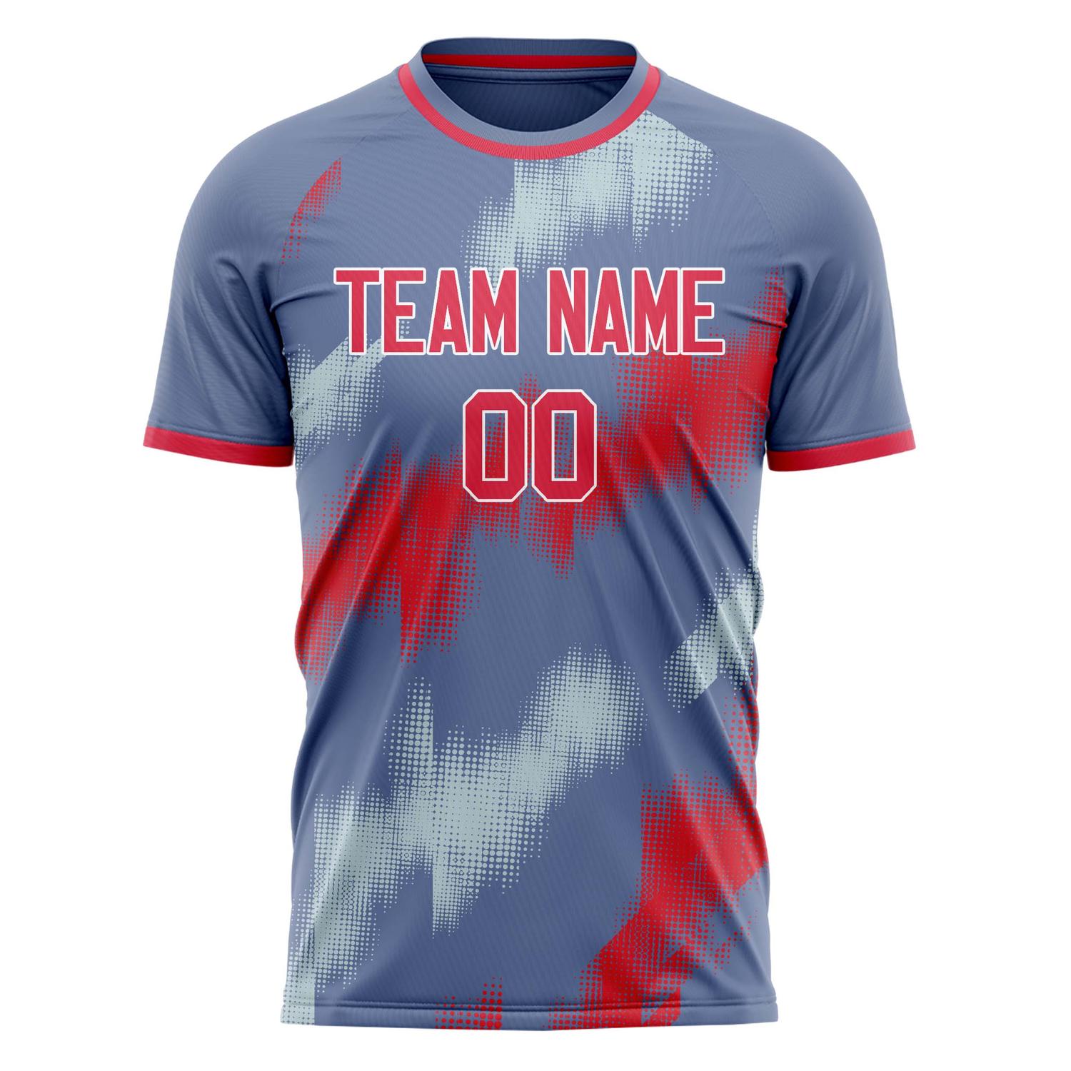 Custom Gray Red Pattern Soccer Jersey