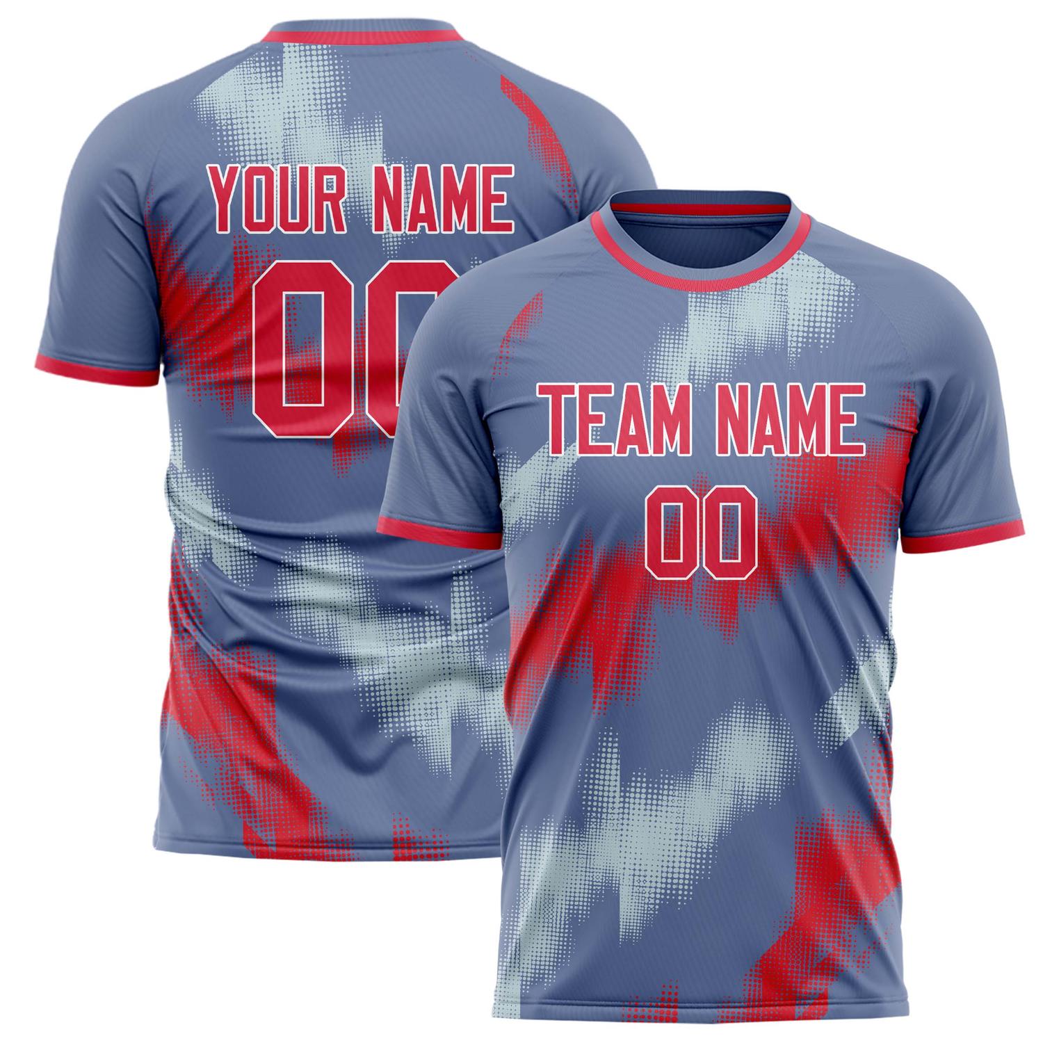 Custom Gray Red Pattern Soccer Jersey FT02240808JG084