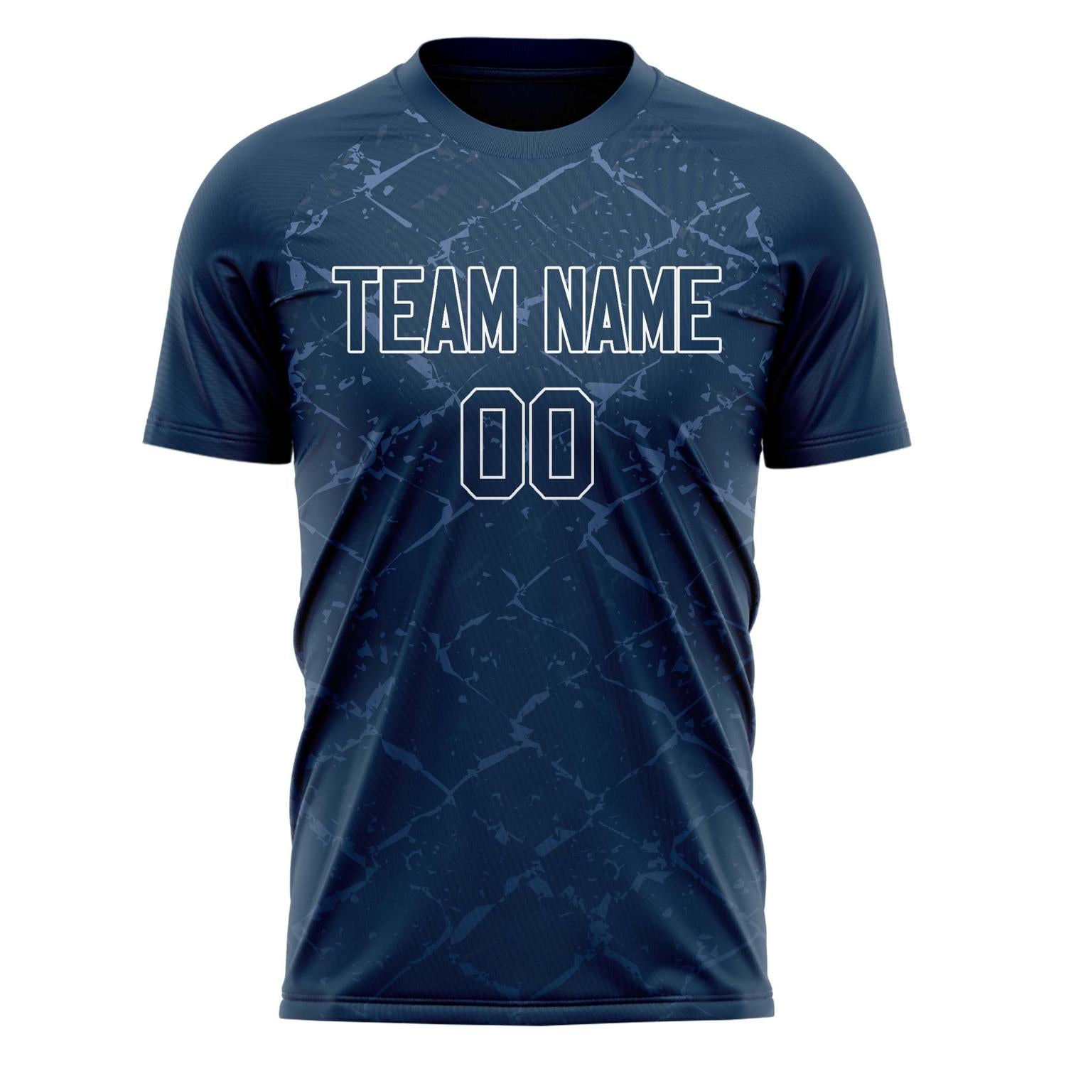 Custom Navy White Pattern Soccer Jersey