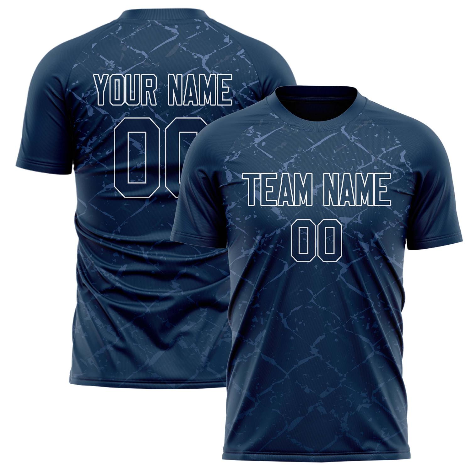 Custom Navy White Pattern Soccer Jersey FT02240808JG085