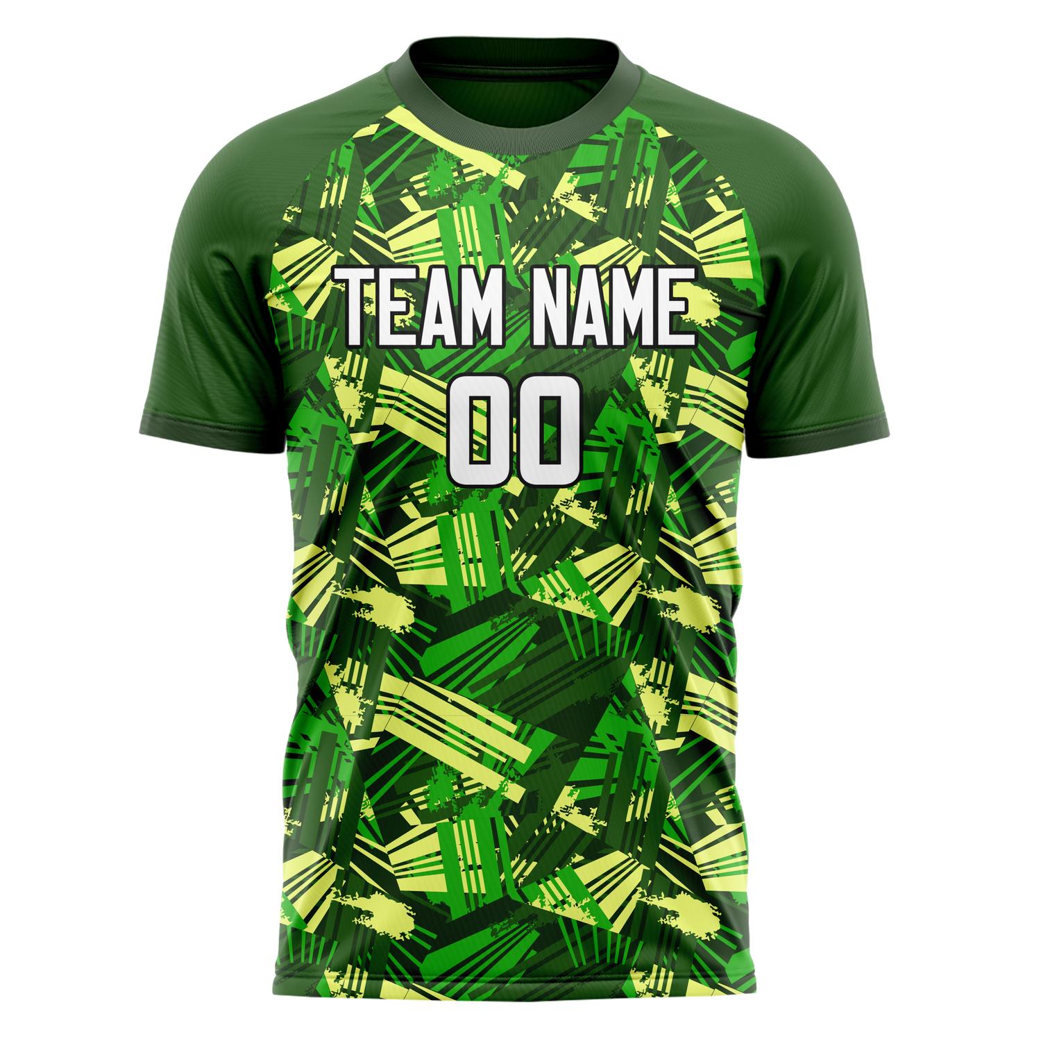Custom Green White Pattern Soccer Jersey