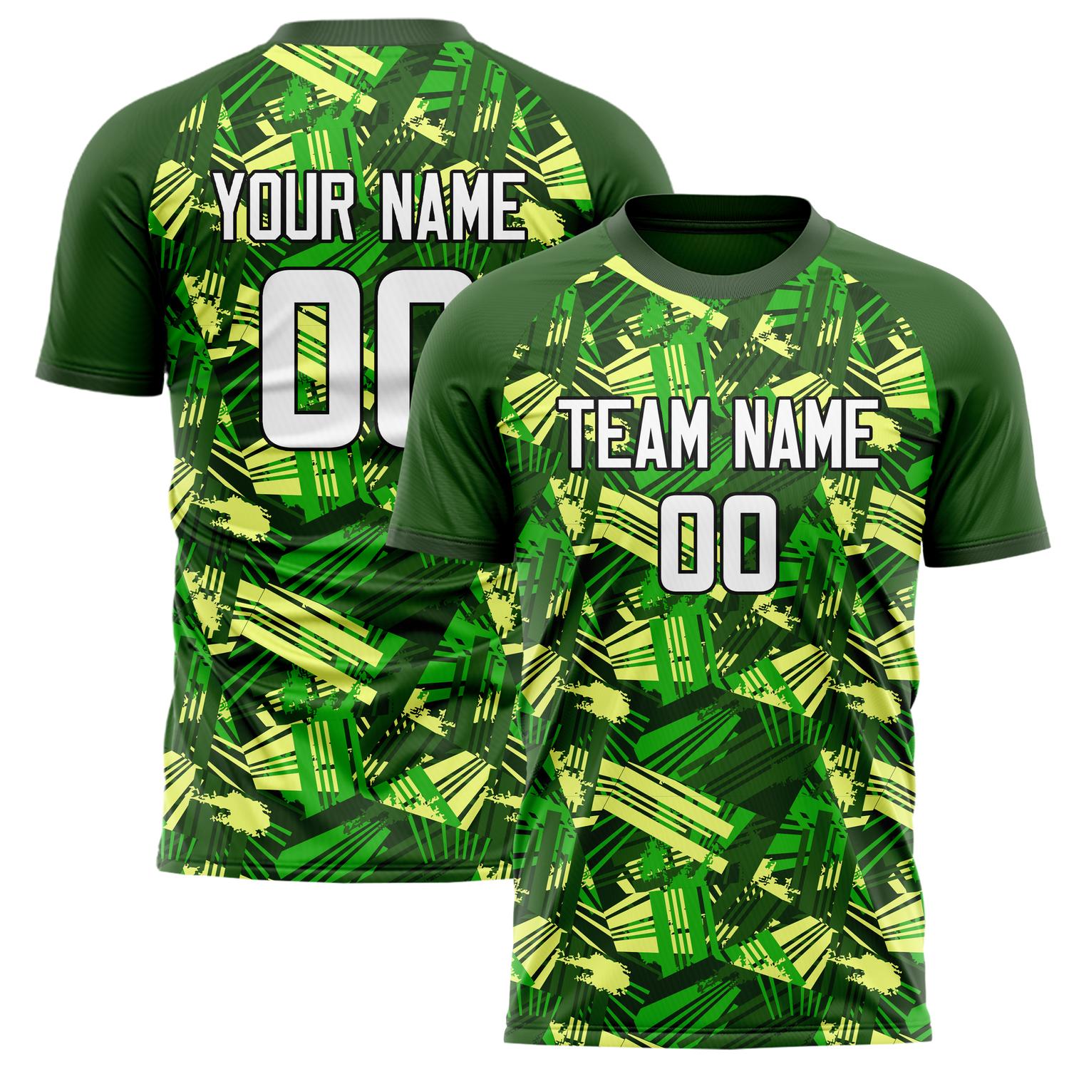 Custom Green White Pattern Soccer Jersey FT02240808XE001