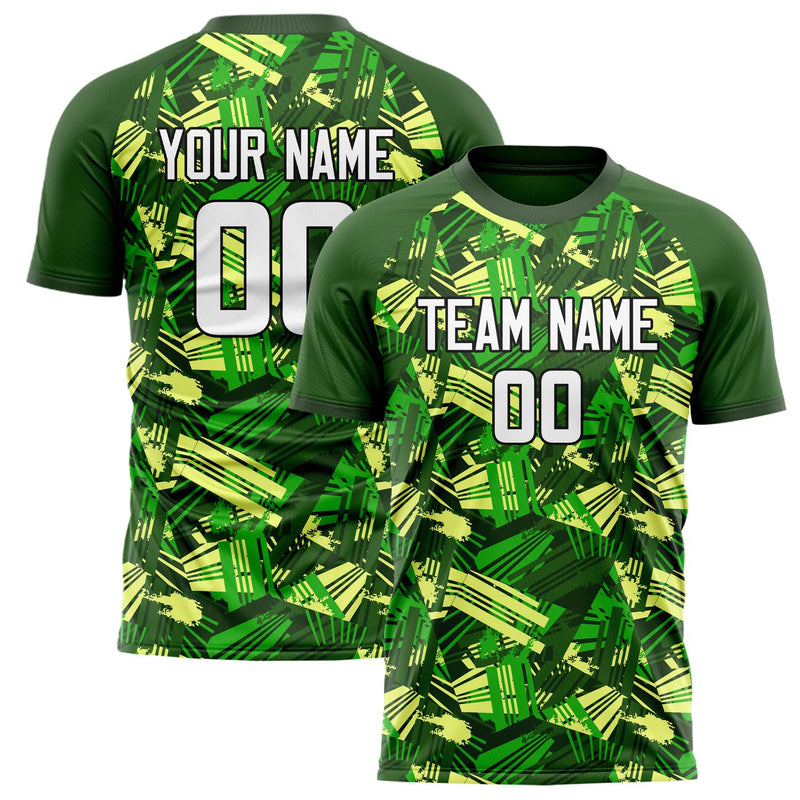 Custom Green White Pattern Soccer Jersey FT02240808XE001