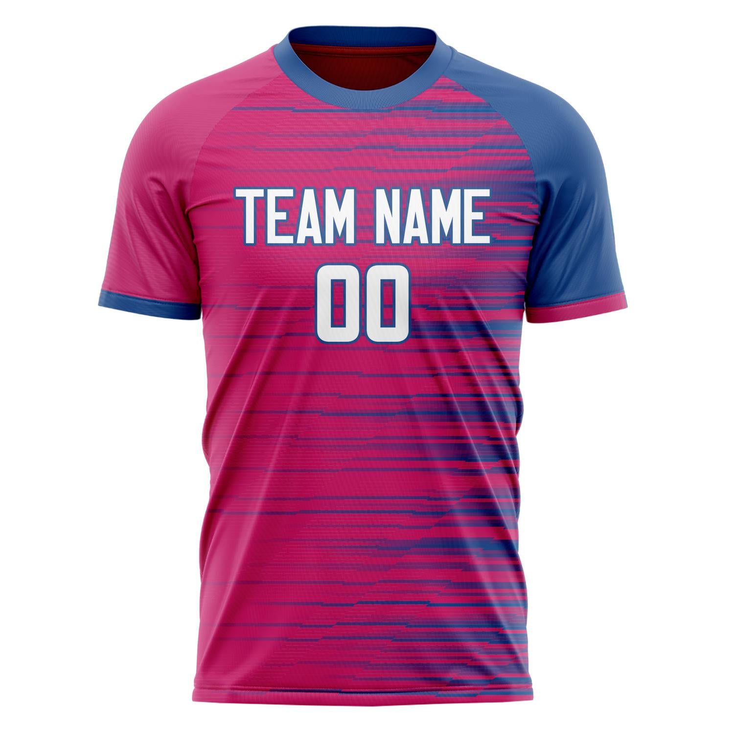 Custom Pink Navy Pattern Soccer Jersey