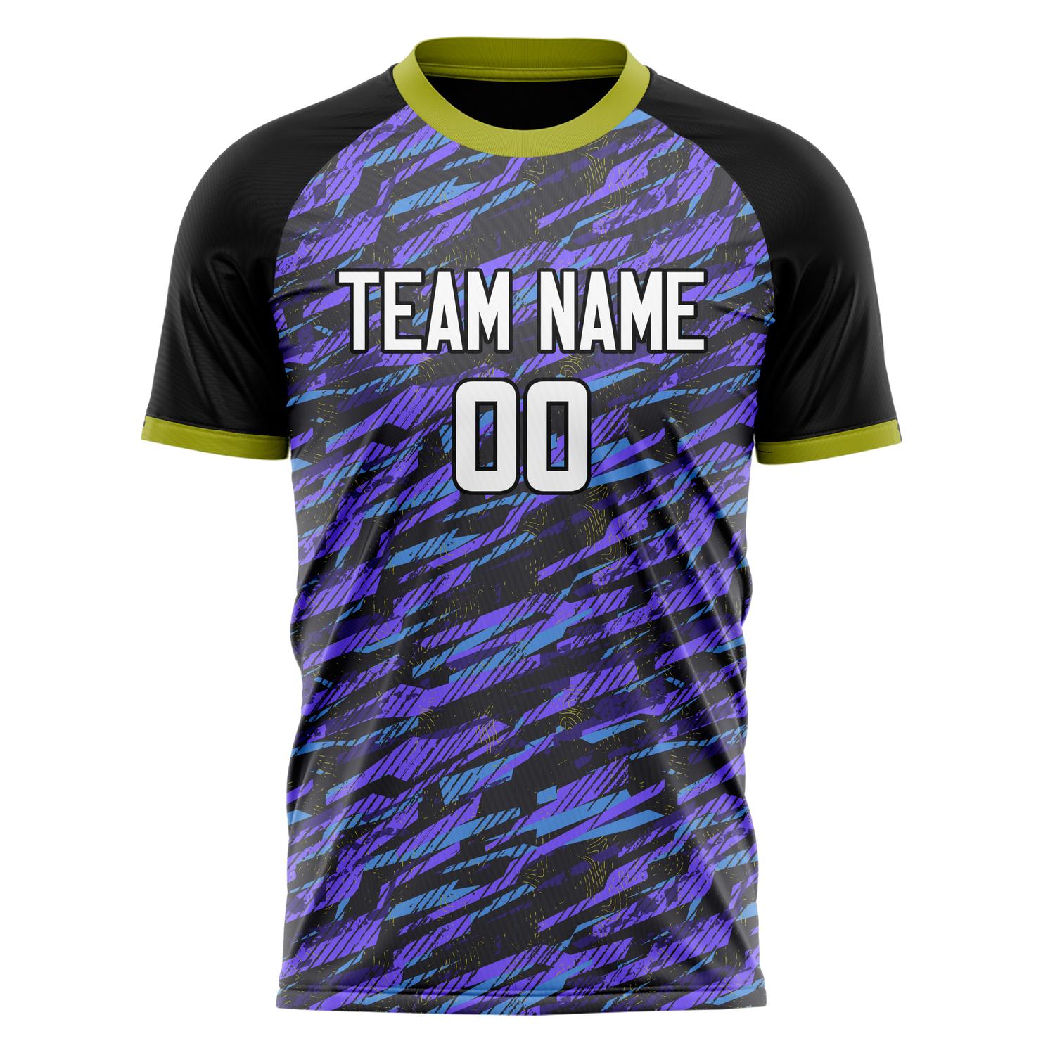Custom Purple Black Pattern Soccer Jersey