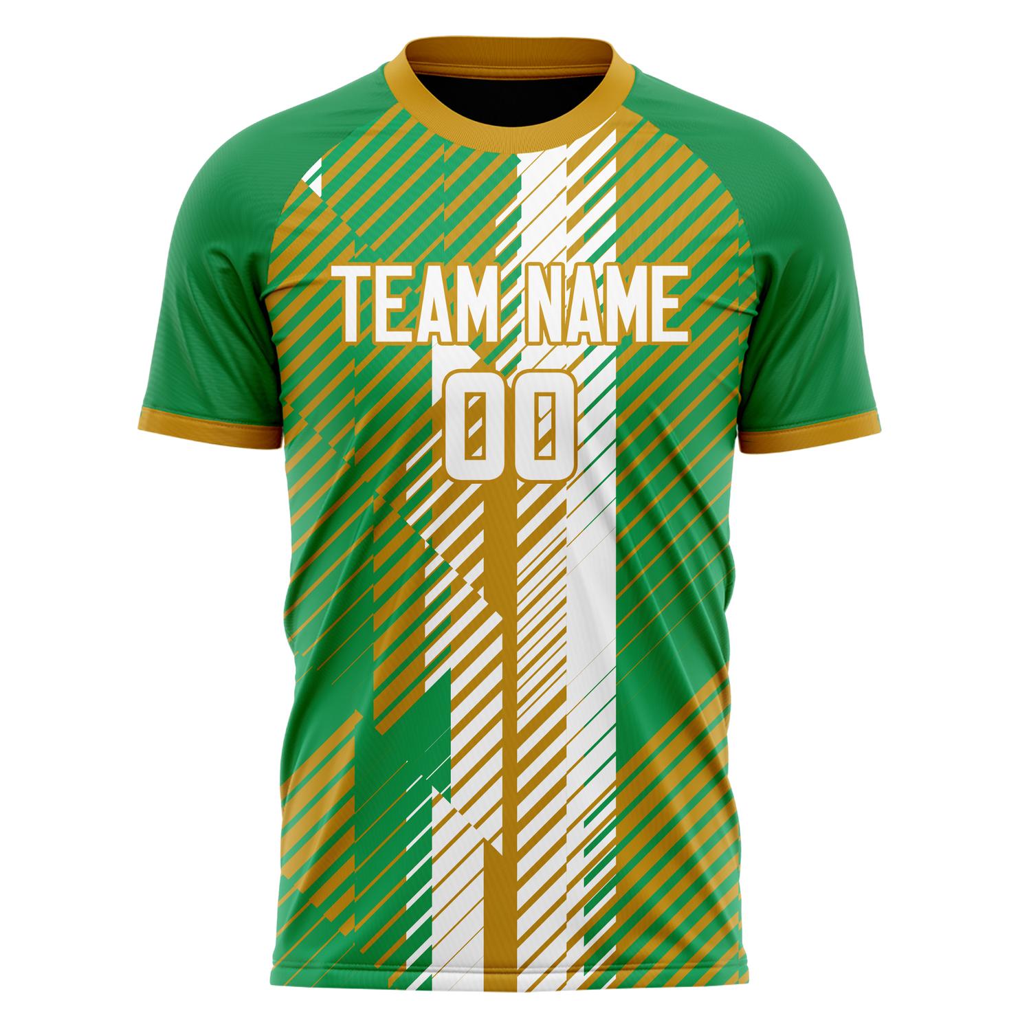 Custom Kelly Green White Pattern Soccer Jersey