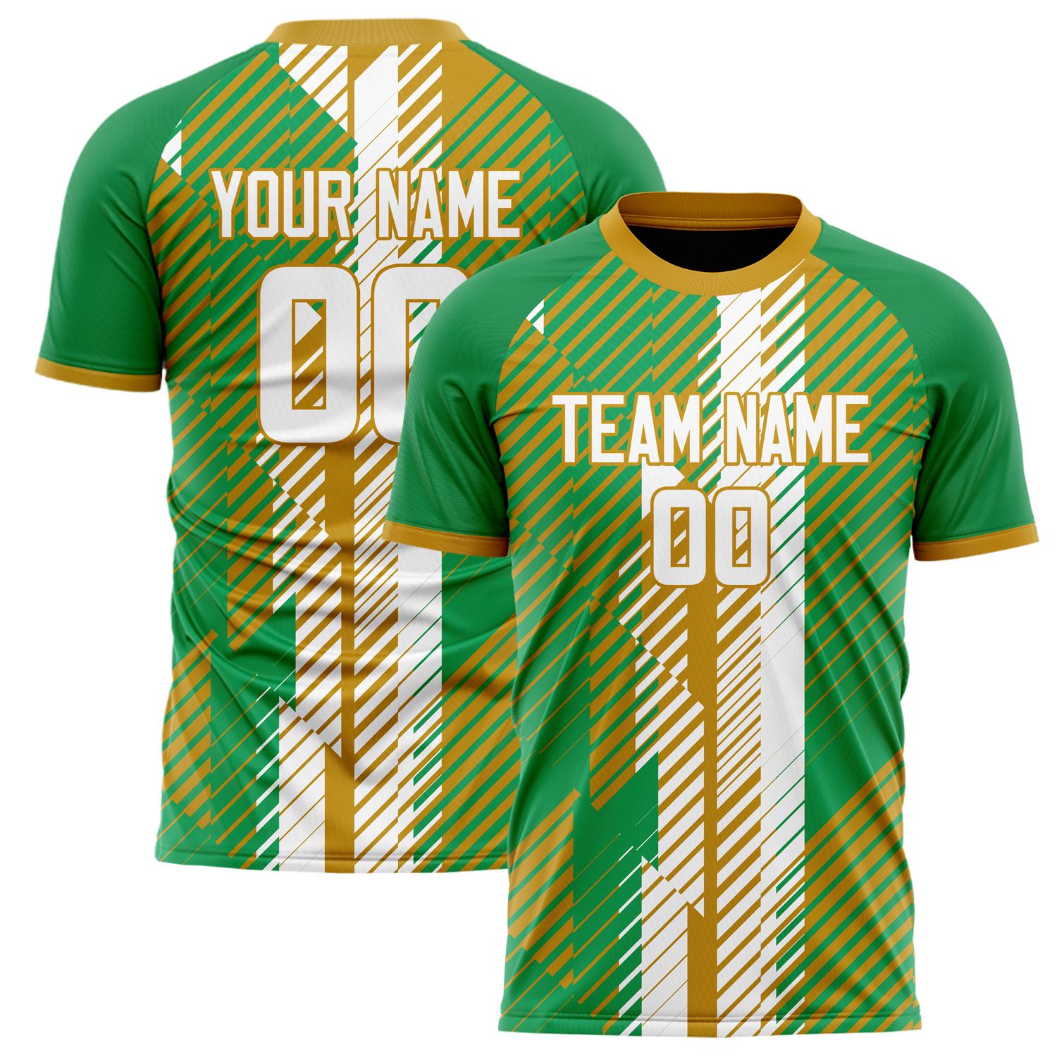 Custom Kelly Green White Pattern Soccer Jersey FT02240808XE004