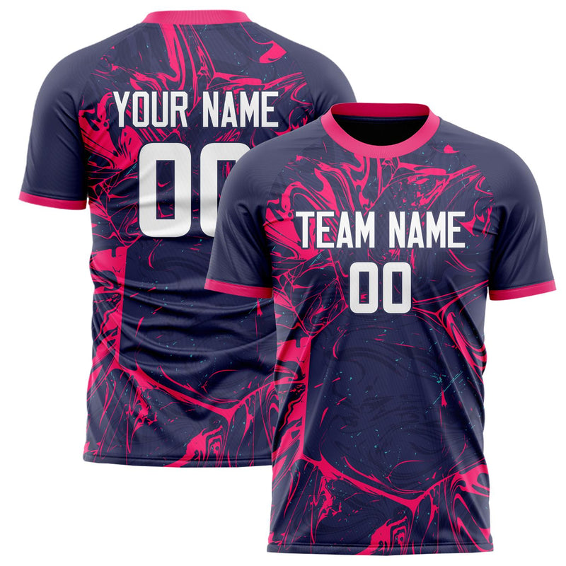 Custom Navy Pink Pattern Soccer Jersey FT02240808XE005