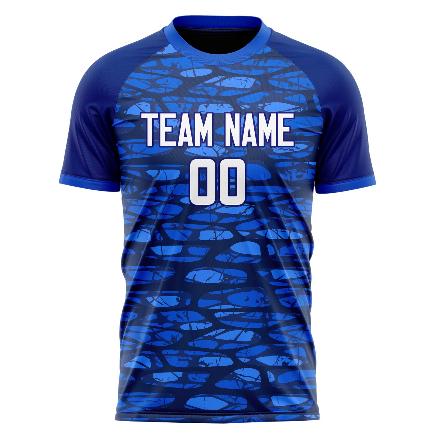 Custom Navy White Pattern Soccer Jersey