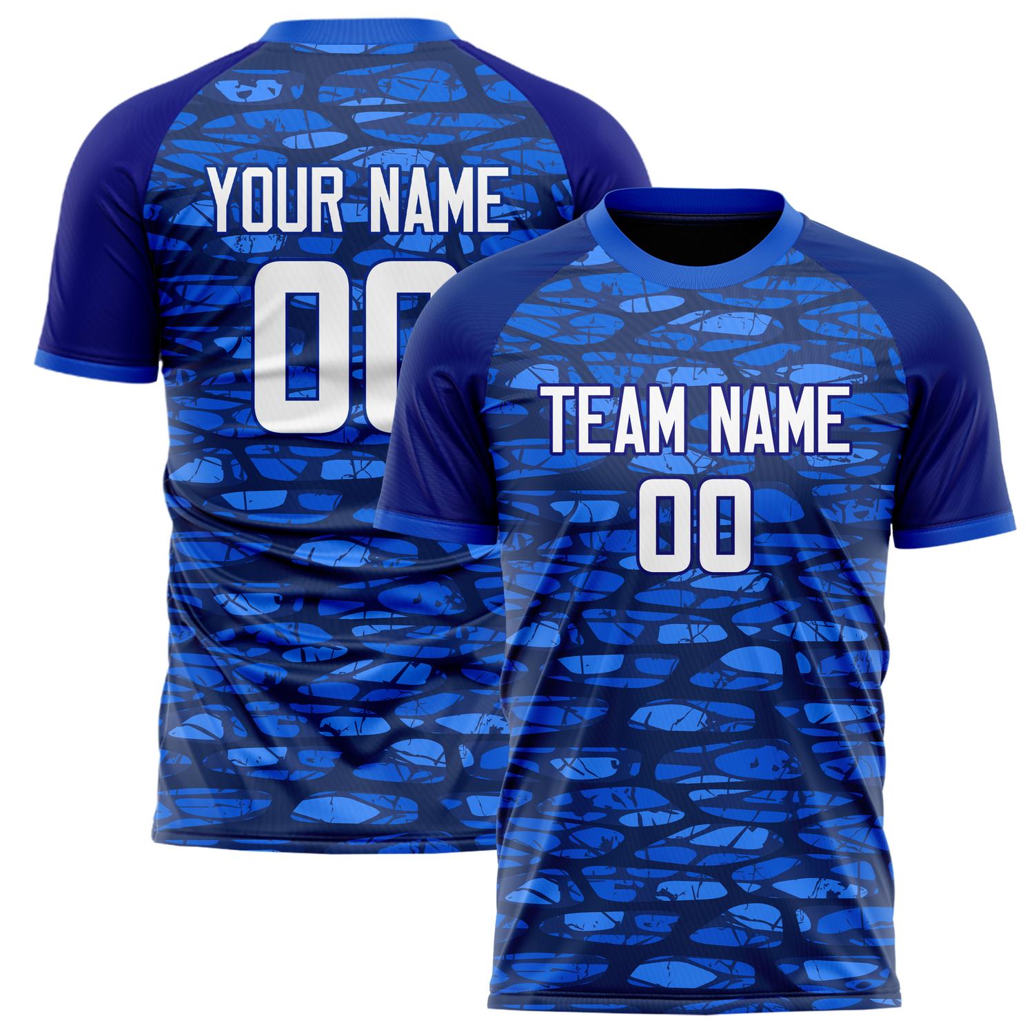Custom Navy White Pattern Soccer Jersey FT02240808XE006