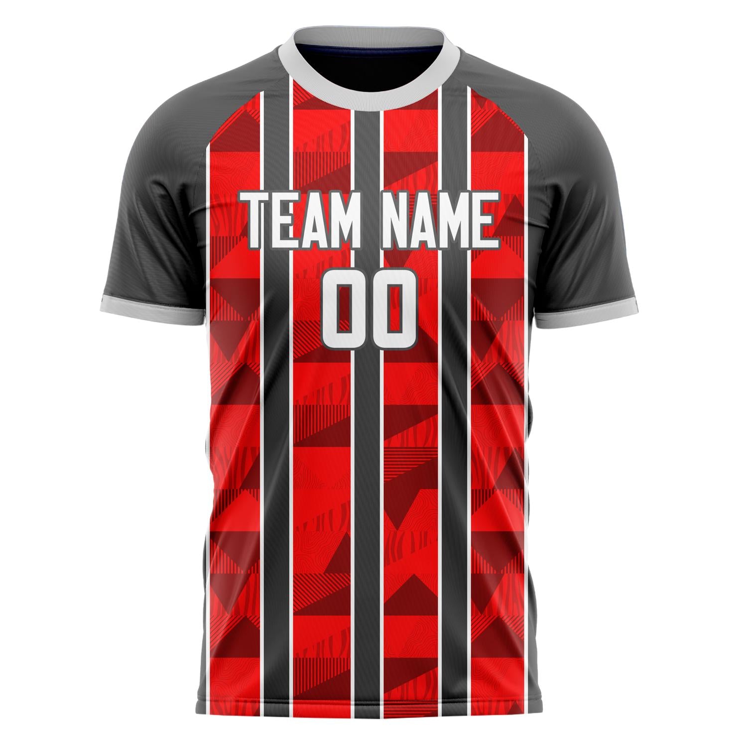 Custom Red Gray Pattern Soccer Jersey