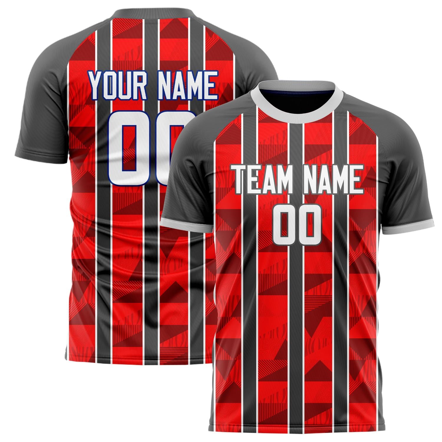 Custom Red Gray Pattern Soccer Jersey FT02240808XE007