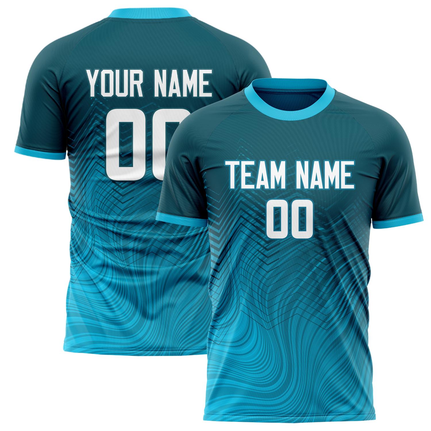 Custom Blue White Pattern Soccer Jersey FT02240808XE008