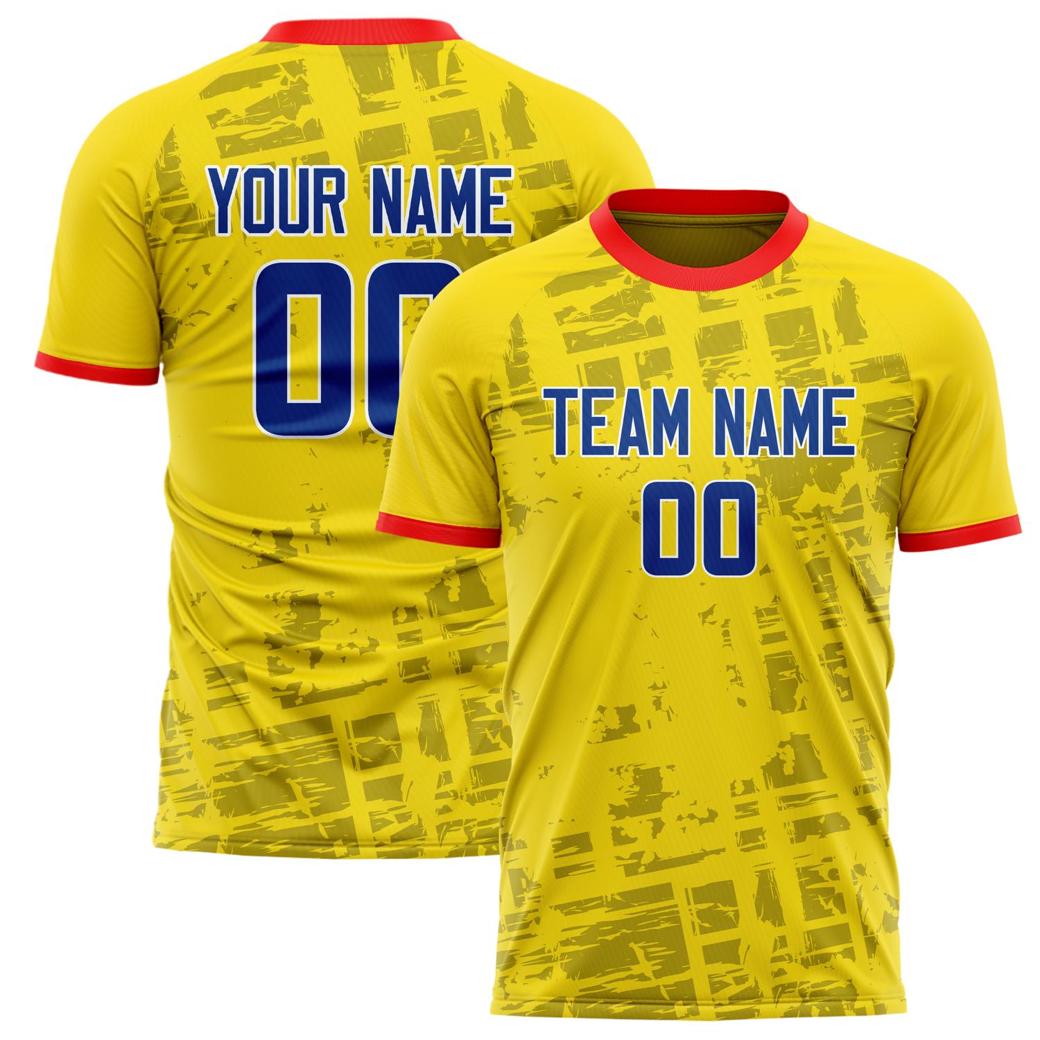 Custom Gold Royal Pattern Soccer Jersey FT02240808XE011