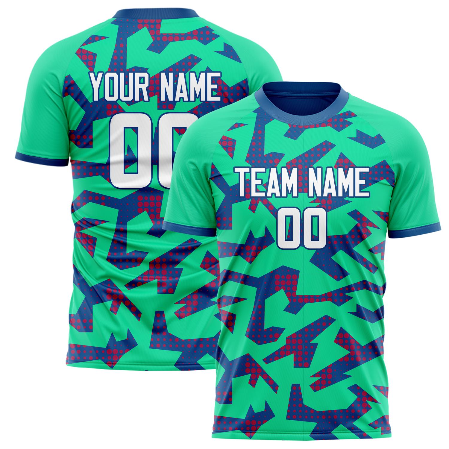 Custom Teal Royal Pattern Soccer Jersey FT02240808XE012