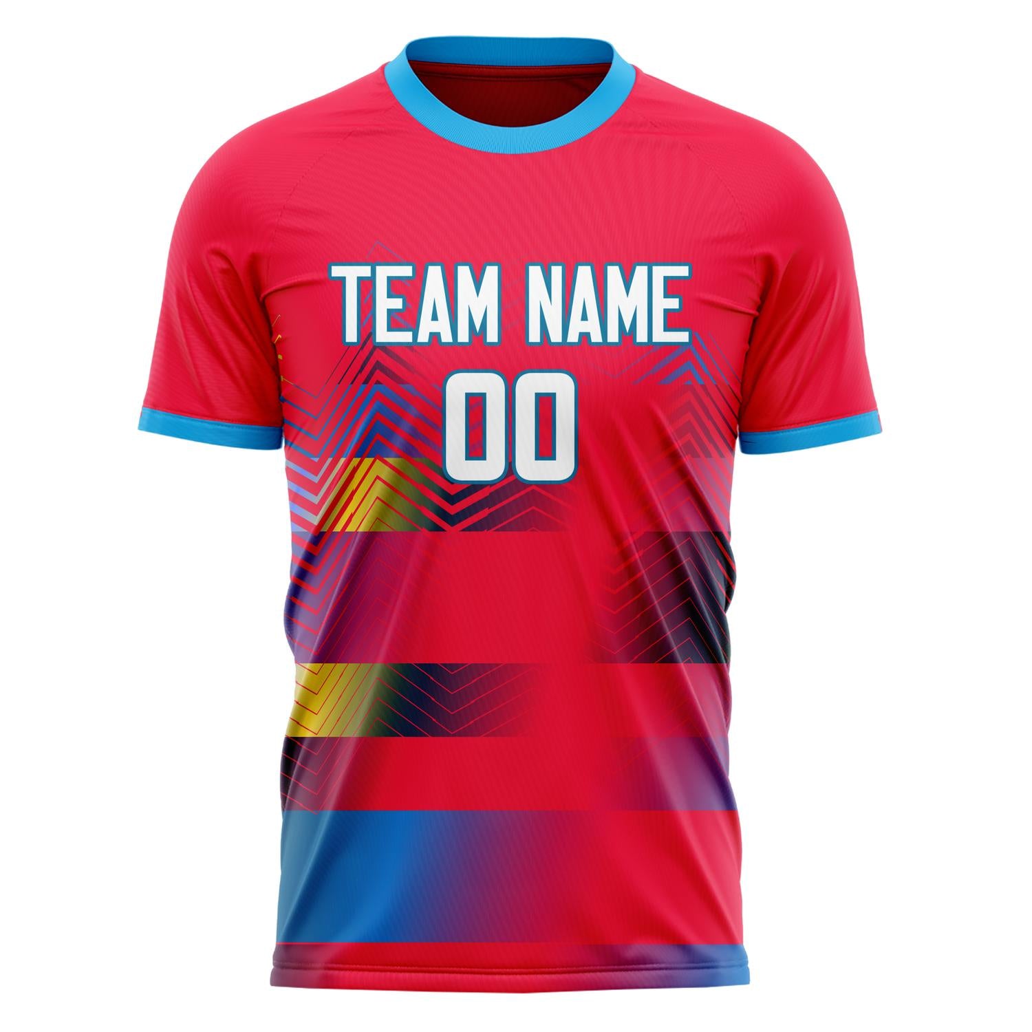 Custom Red White Pattern Soccer Jersey