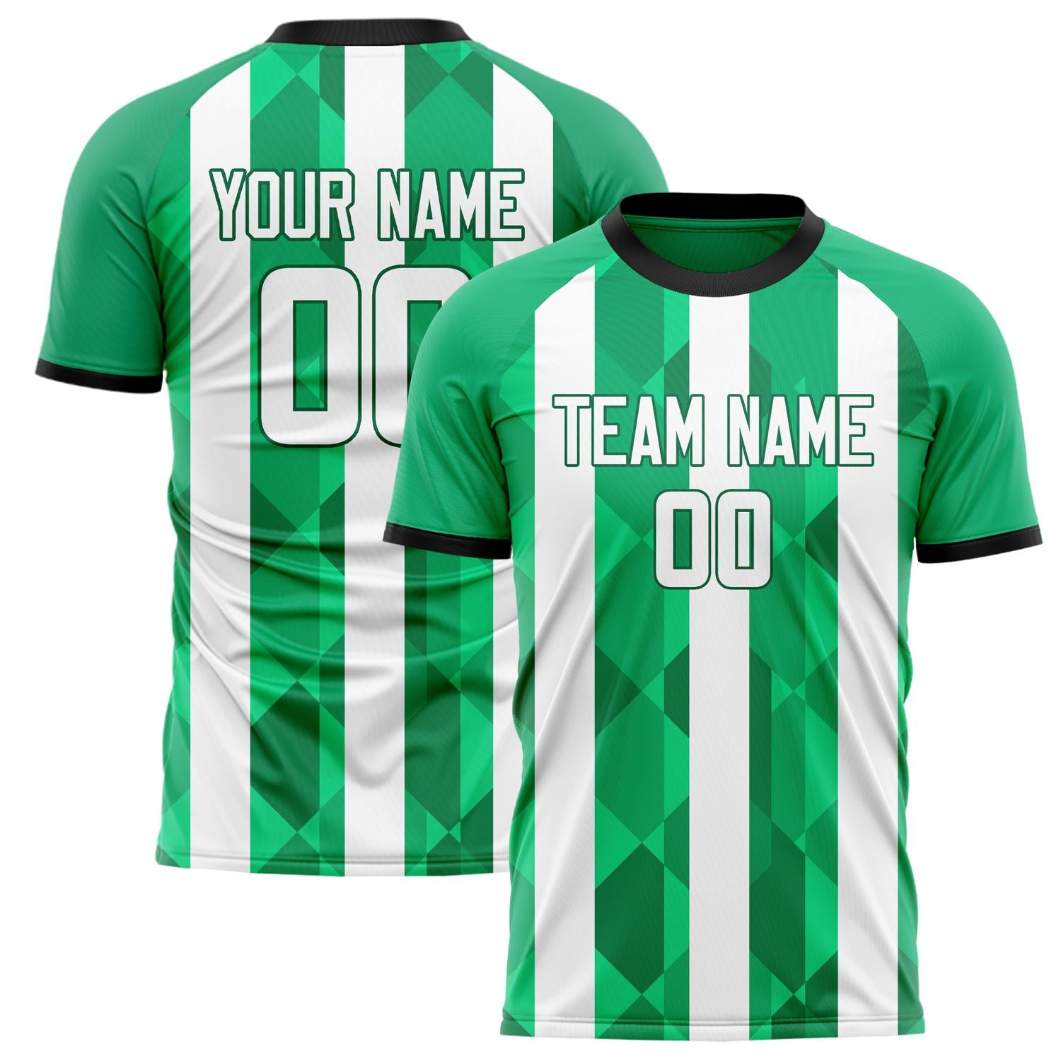 Custom Green White Pattern Soccer Jersey FT02240808XE014