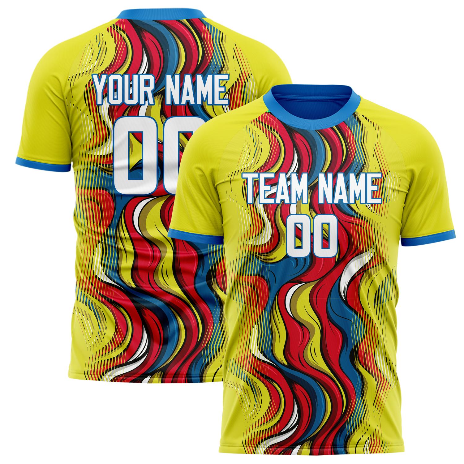 Custom Yellow Red Pattern Soccer Jersey FT02240808XE015