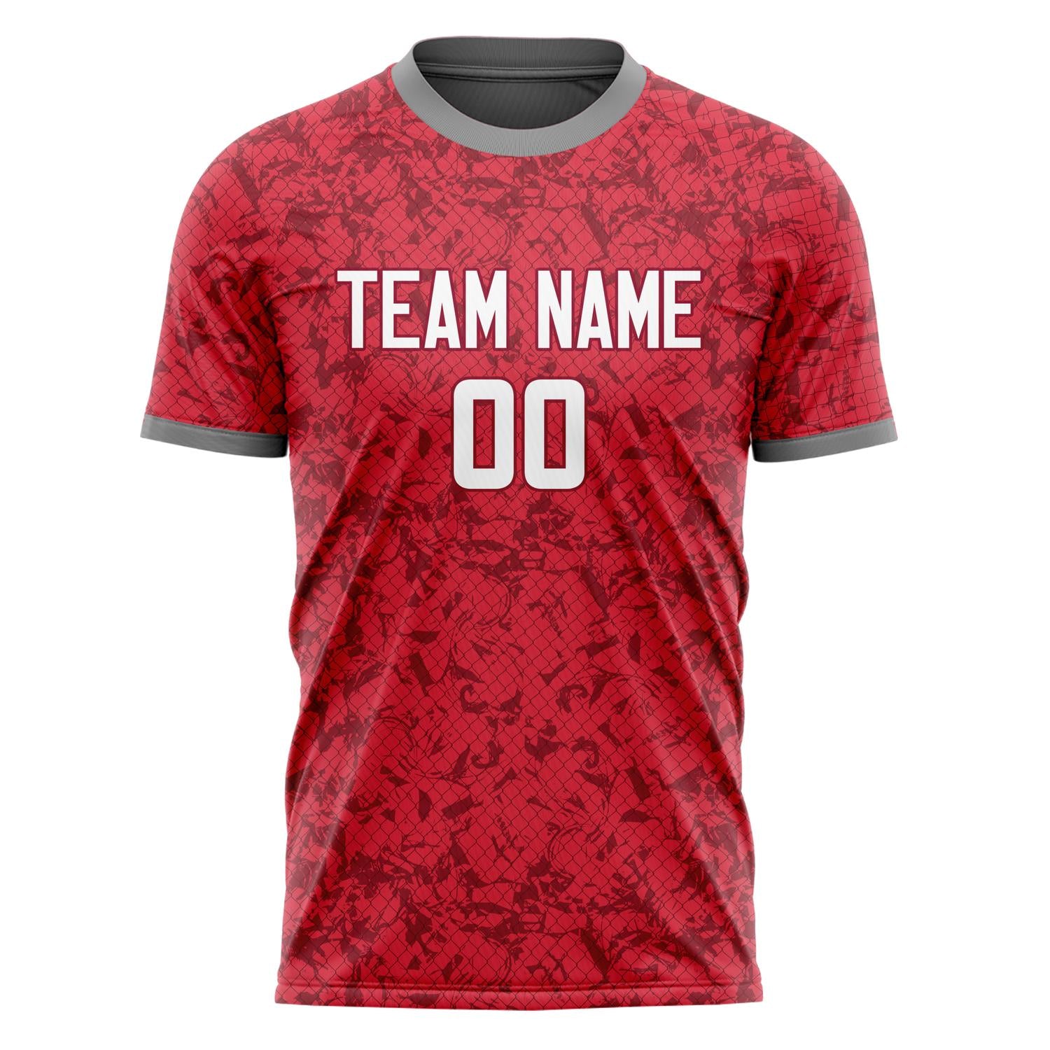 Custom Red White Pattern Soccer Jersey