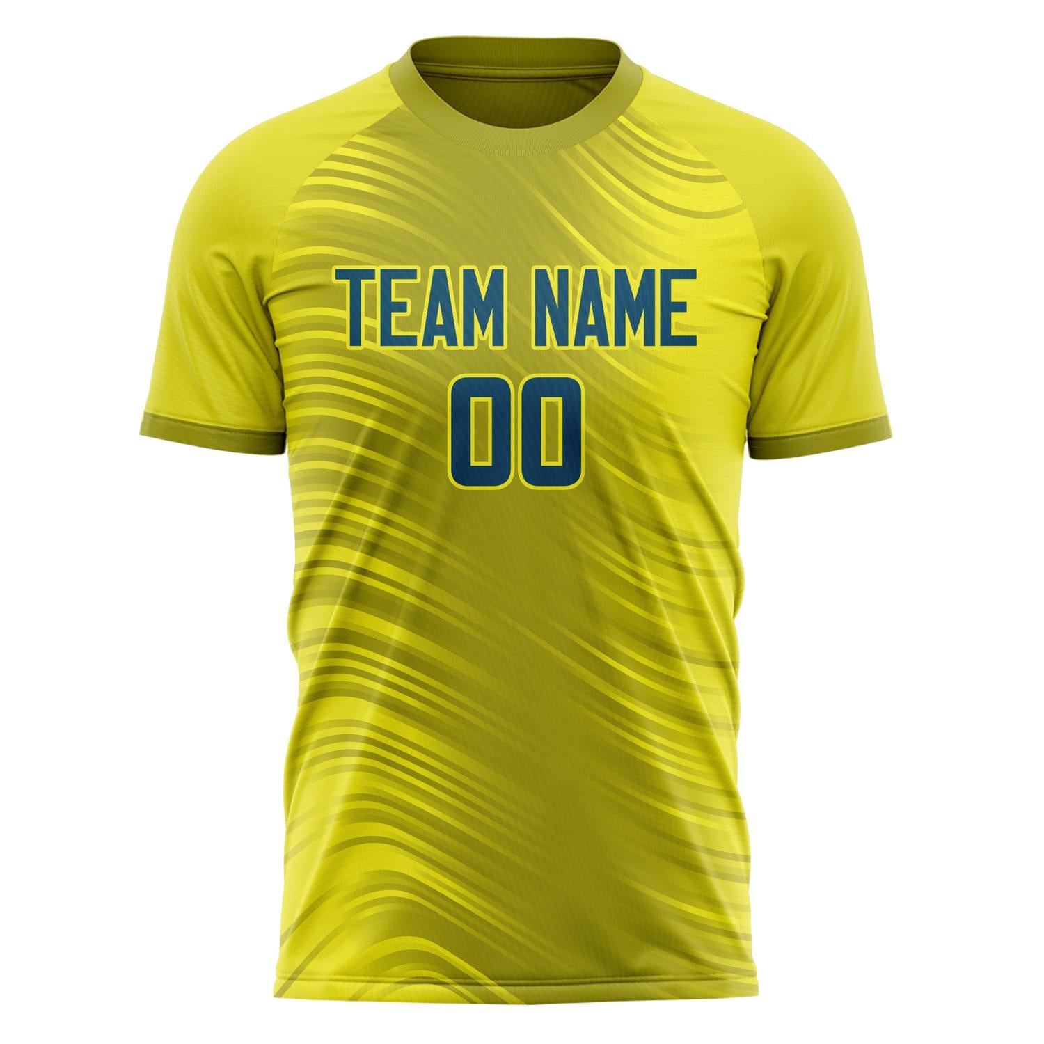 Custom Yellow Navy Pattern Soccer Jersey