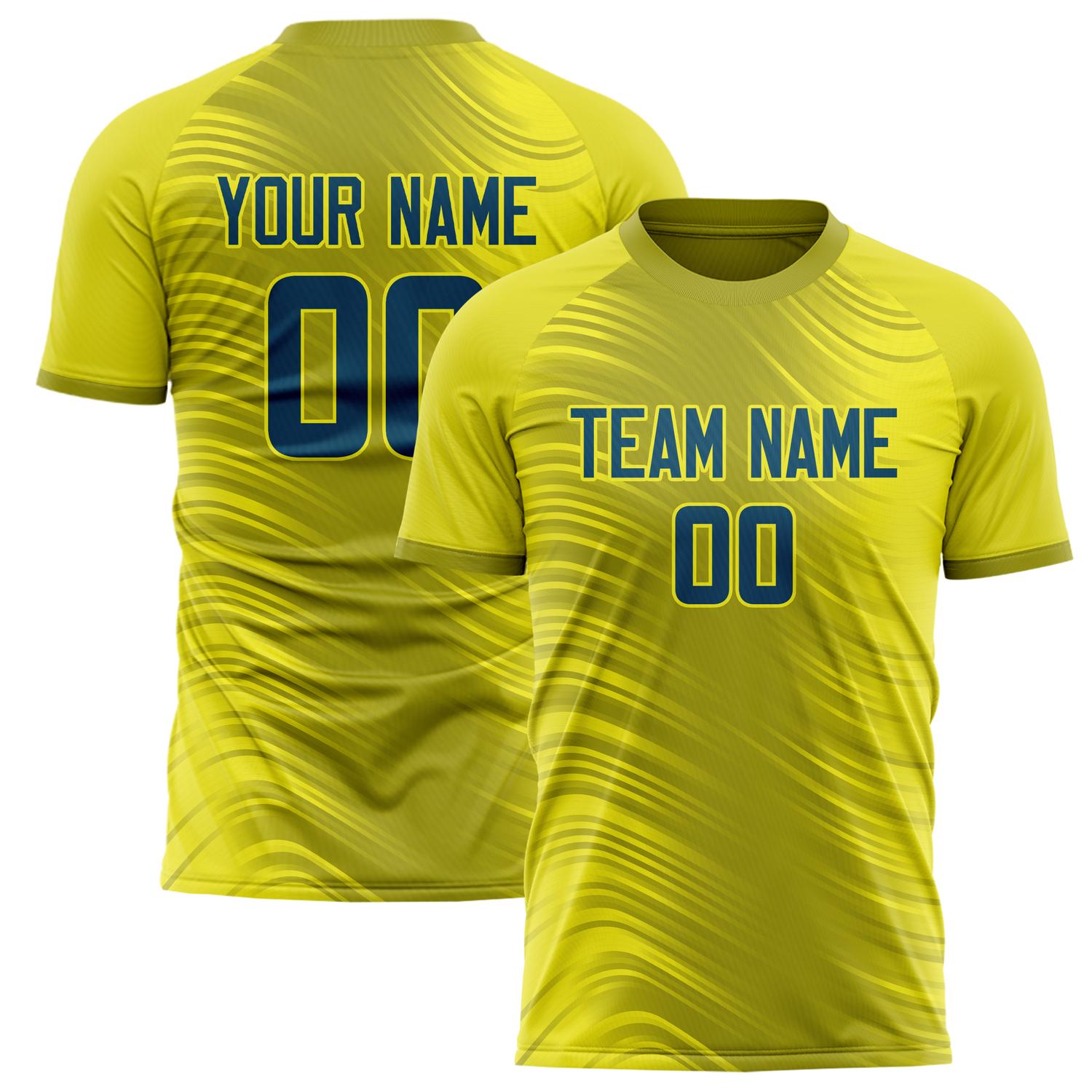 Custom Yellow Navy Pattern Soccer Jersey FT02240808XE019