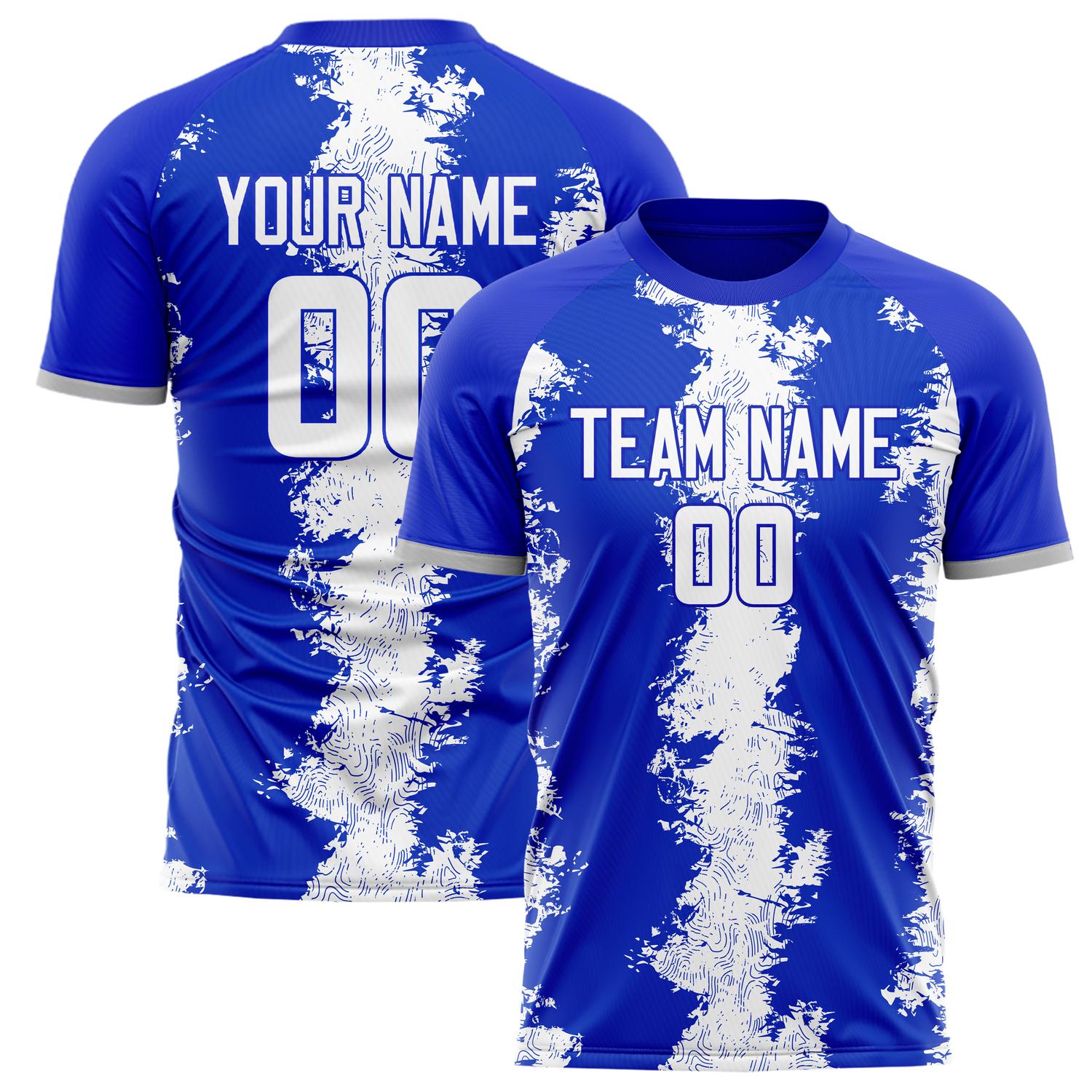 Custom Blue White Pattern Soccer Jersey FT02240808XE020