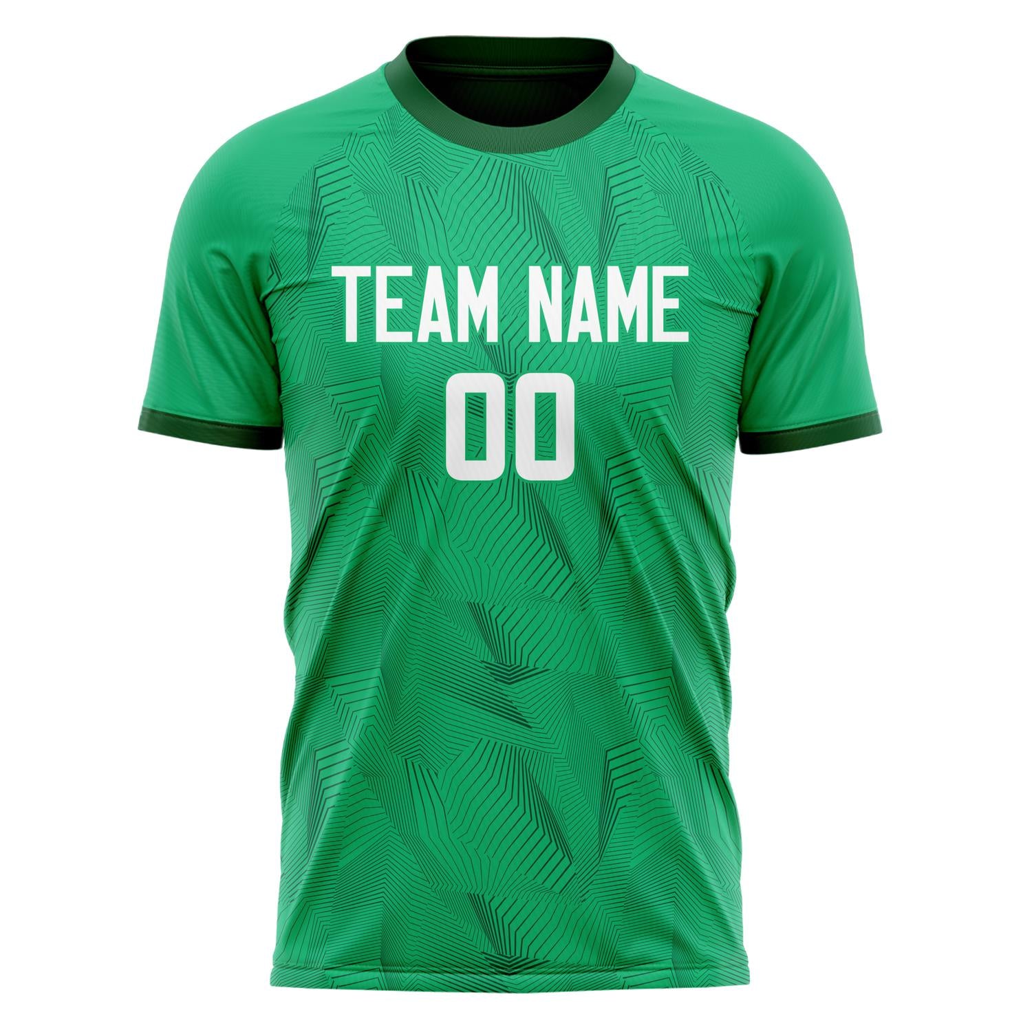 Custom Kelly Green White Pattern Soccer Jersey