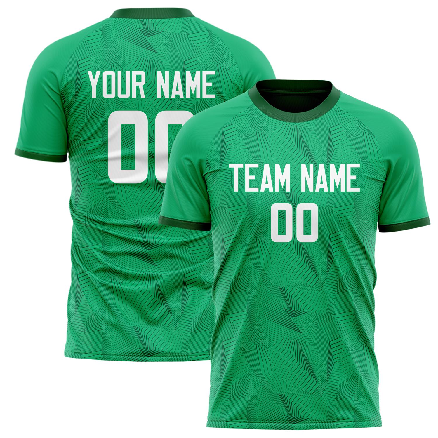Custom Kelly Green White Pattern Soccer Jersey FT02240808XE022