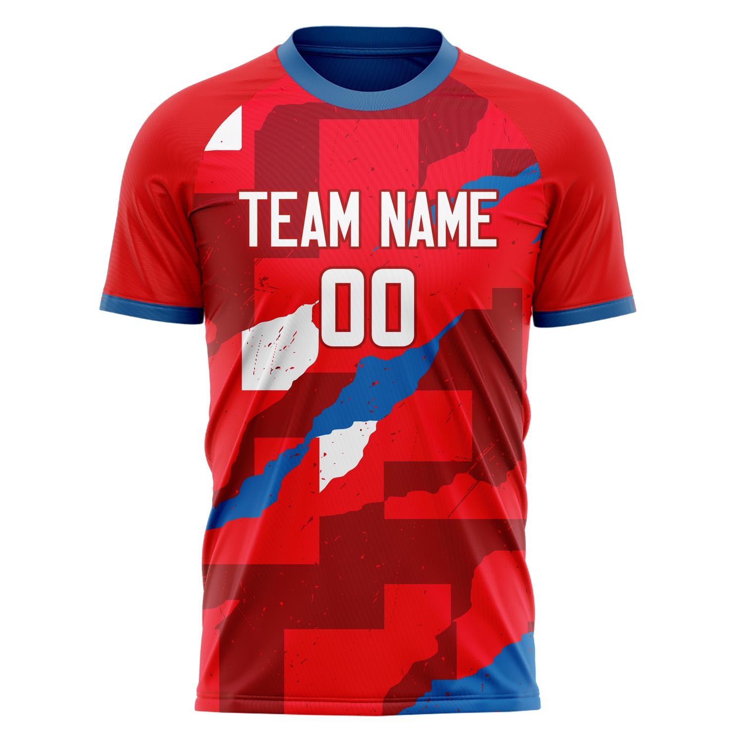 Custom Red White Pattern Soccer Jersey