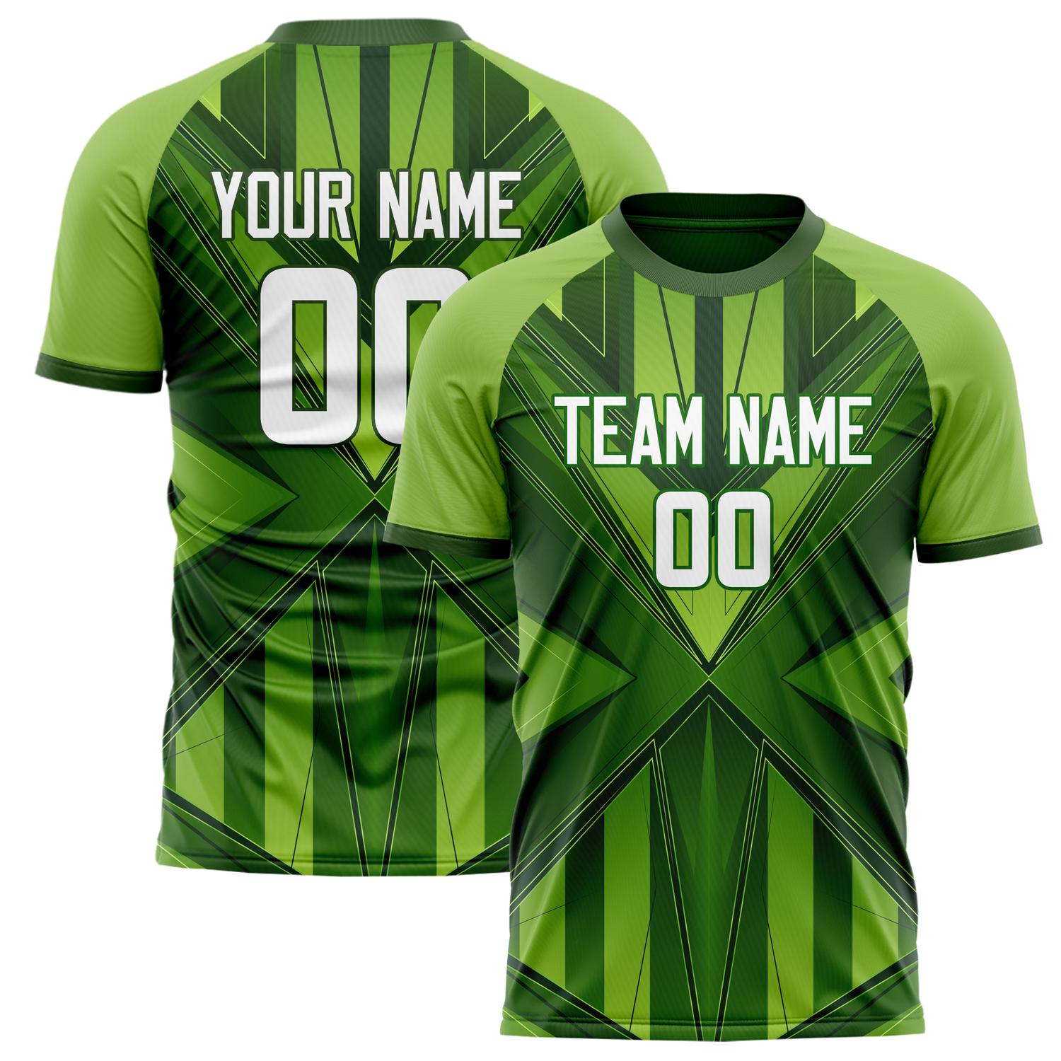 Custom Kelly Green White Pattern Soccer Jersey FT02240808XE025