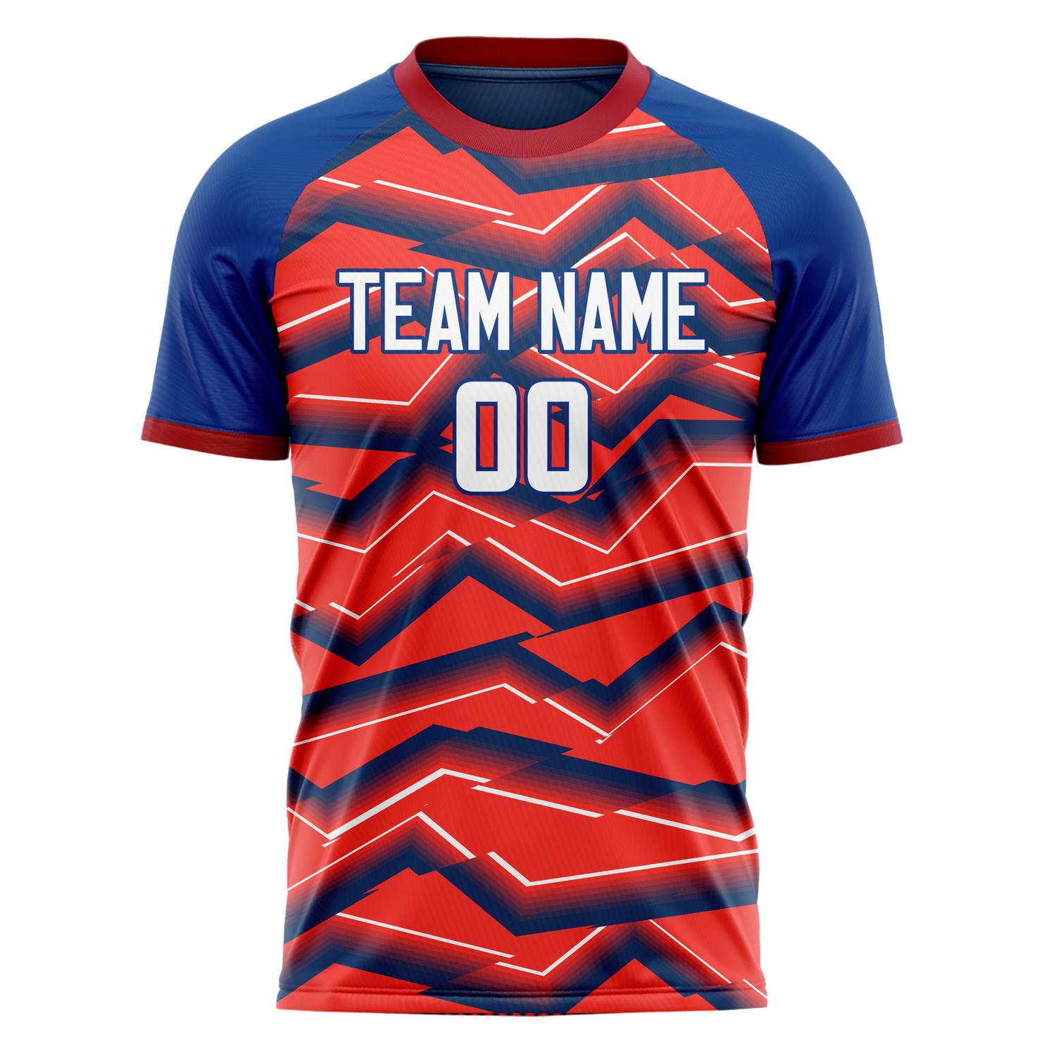 Custom Red Royal Pattern Soccer Jersey