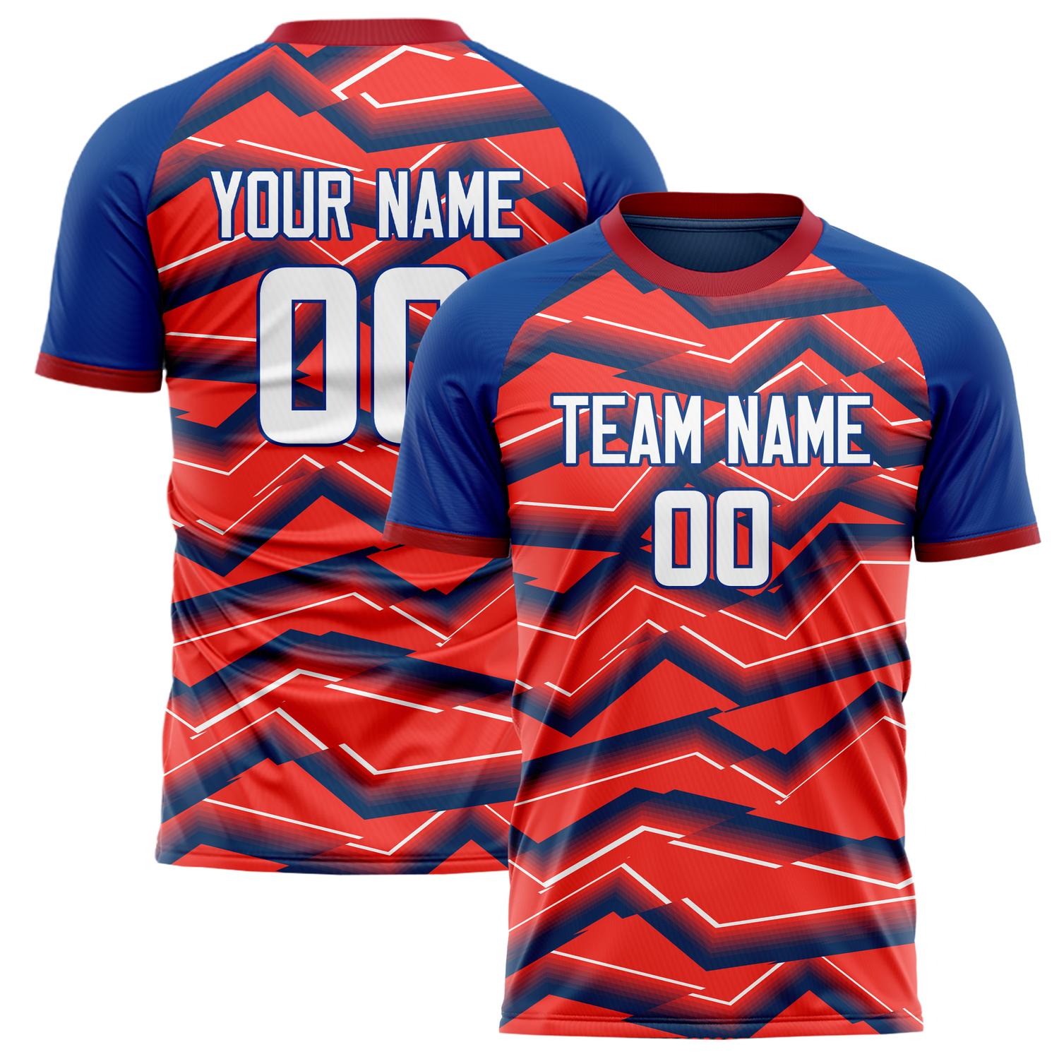 Custom Red Royal Pattern Soccer Jersey FT02240808XE029