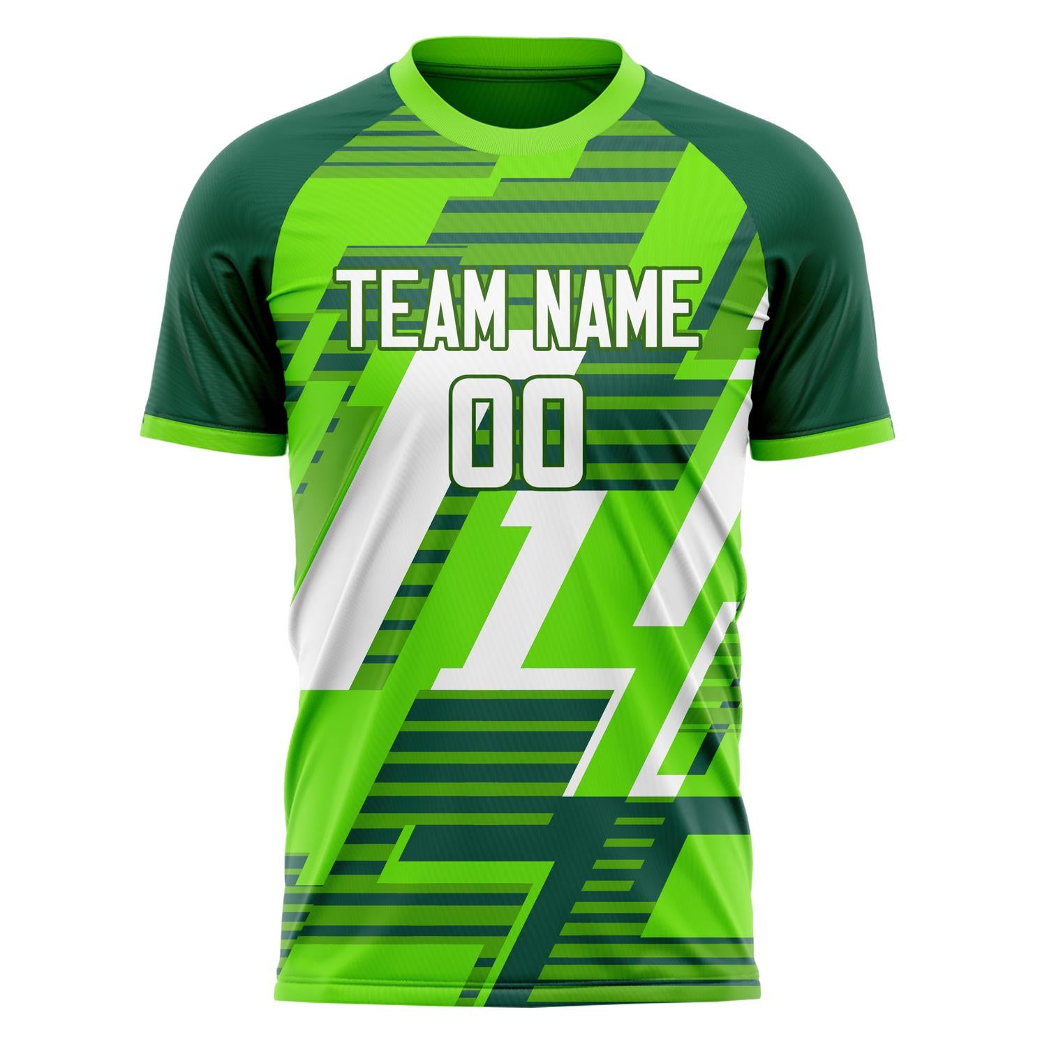 Custom Green White Pattern Soccer Jersey