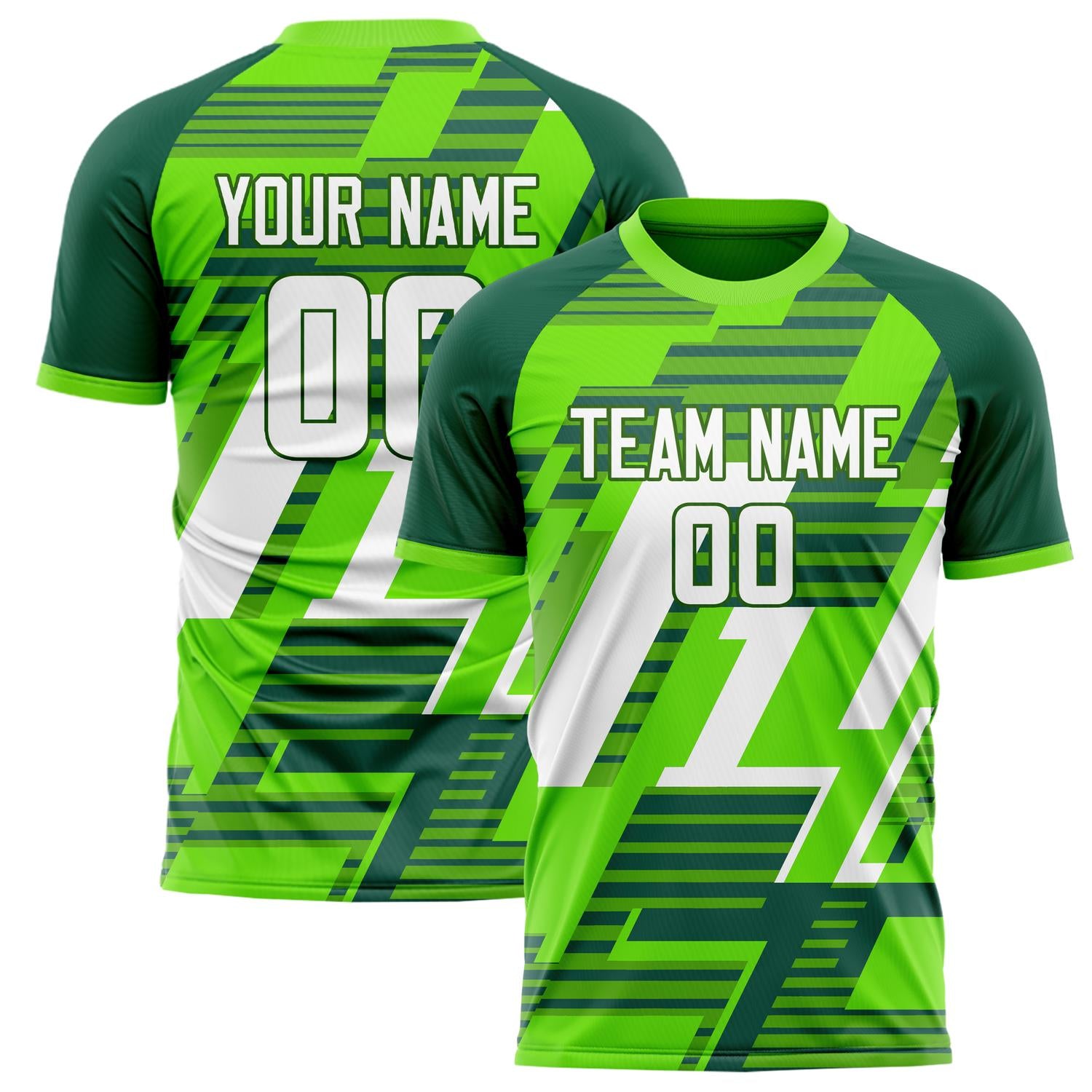 Custom Green White Pattern Soccer Jersey FT02240808XE031