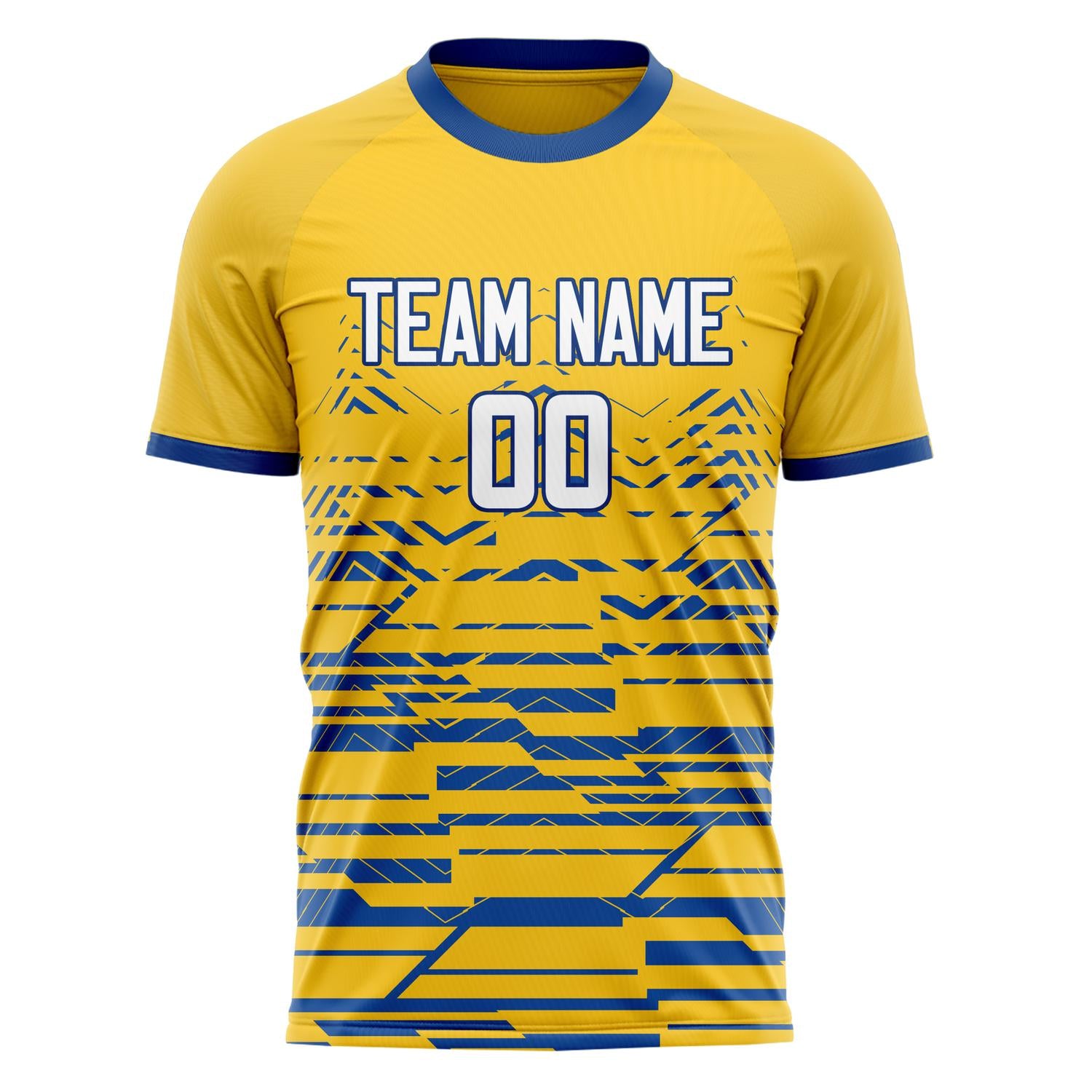 Custom Gold Navy Pattern Soccer Jersey