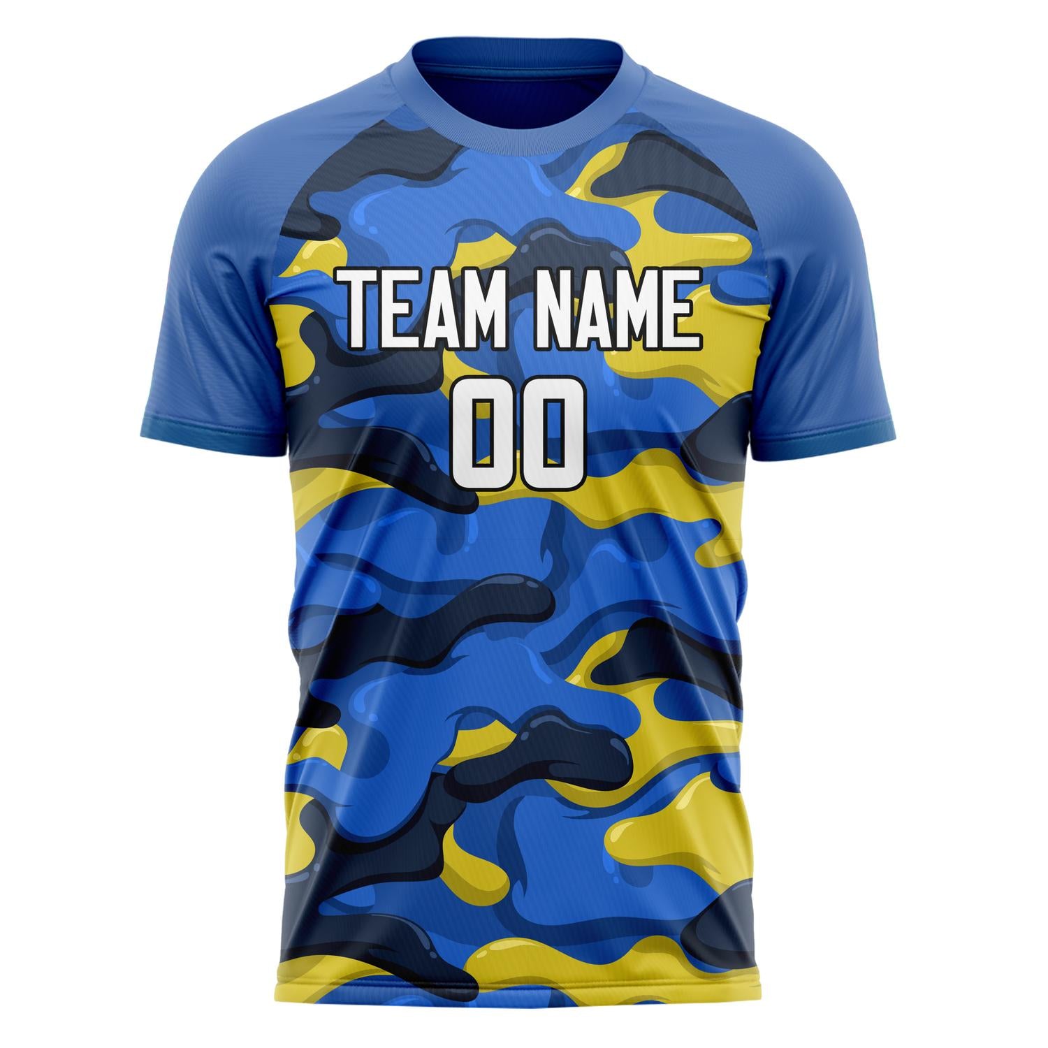 Custom Blue Old Gold Pattern Soccer Jersey