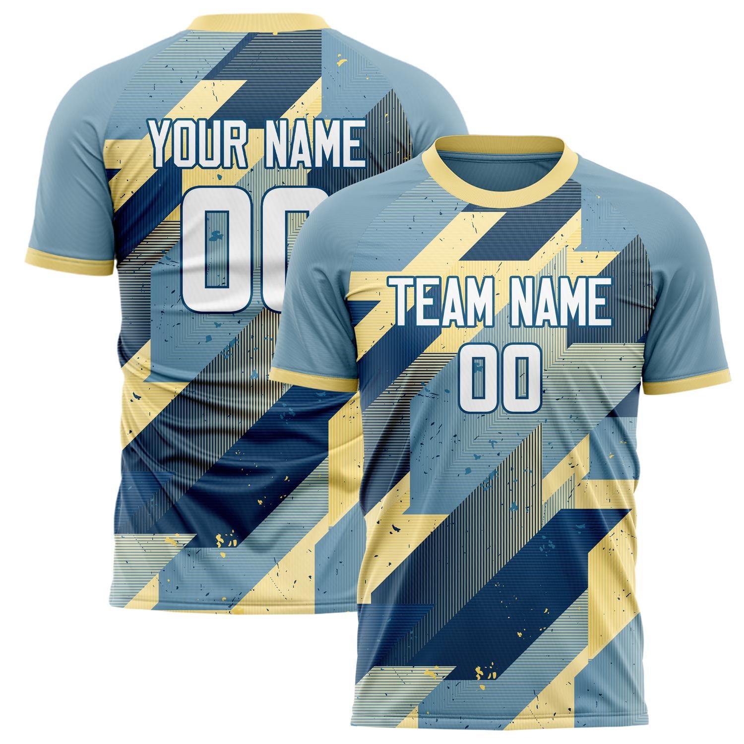 Custom Light Blue Cream Pattern Soccer Jersey FT02240808XE036