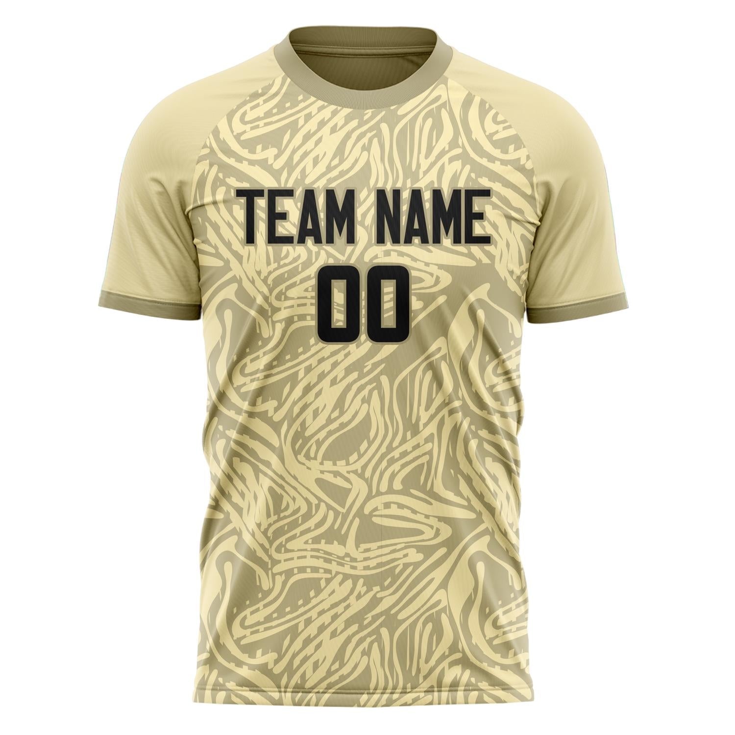 Custom Cream Black Pattern Soccer Jersey