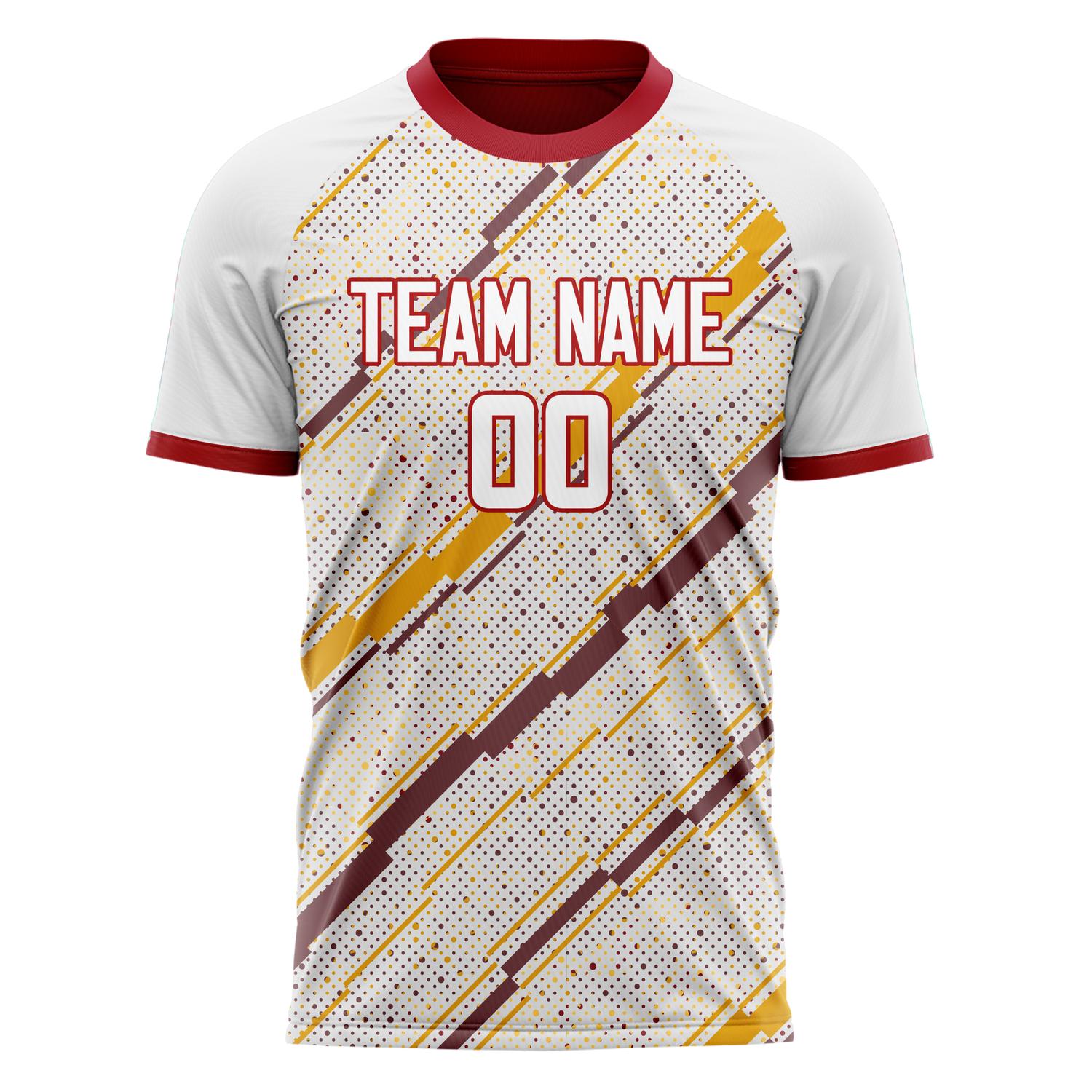 Custom White Brown Pattern Soccer Jersey