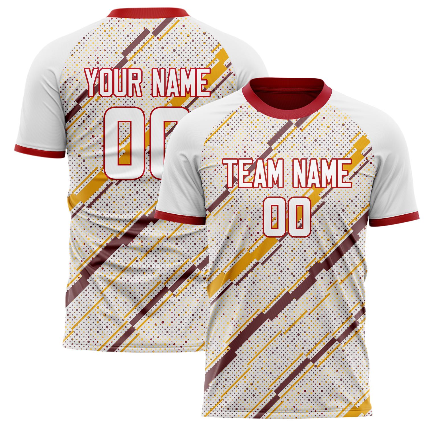 Custom White Brown Pattern Soccer Jersey FT02240808XE040