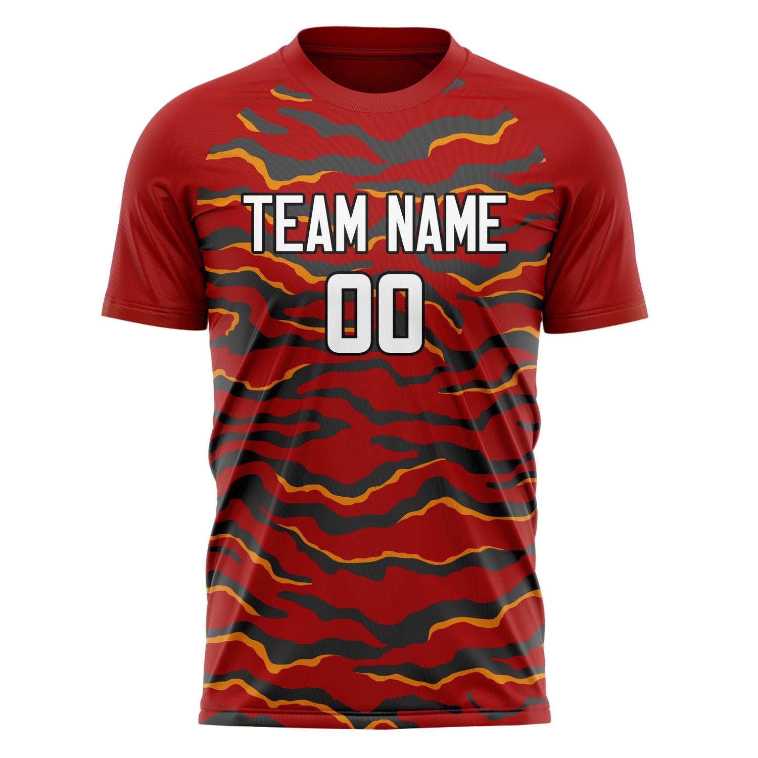 Custom Red Black Pattern Soccer Jersey