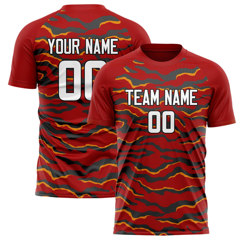 Custom Red Black Pattern Soccer Jersey FT02240808XE042