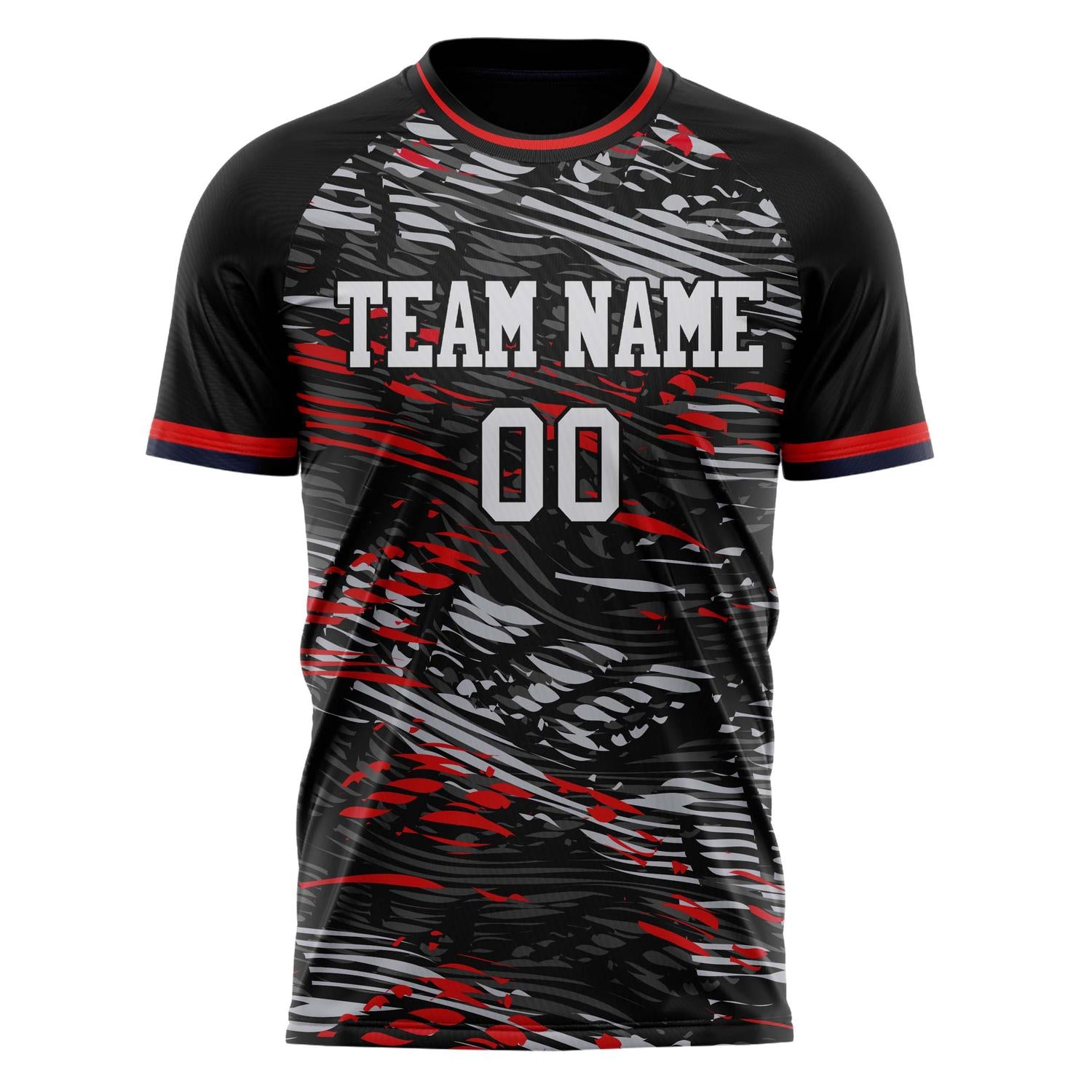 Custom Black Gray Pattern Soccer Jersey