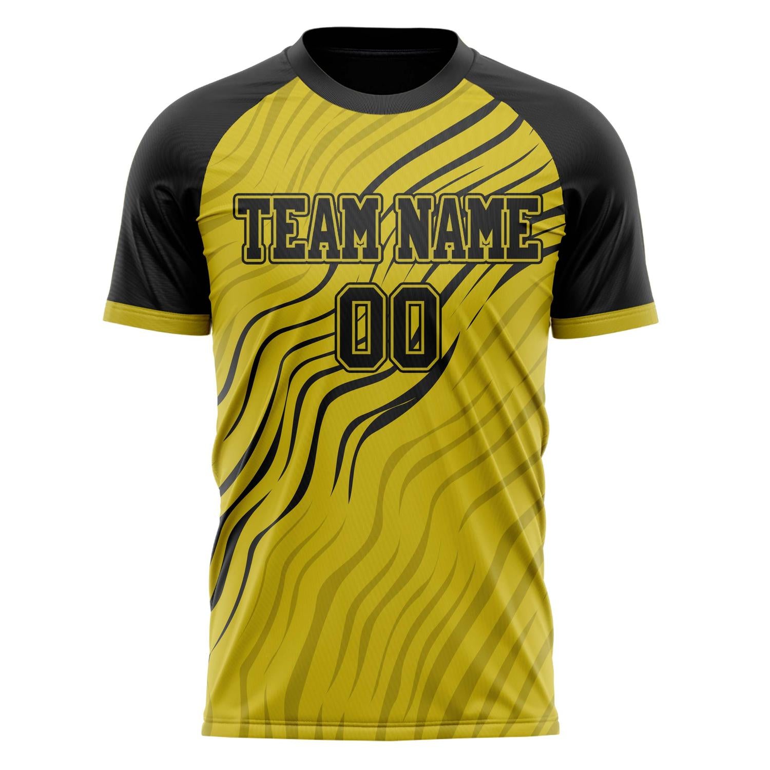 Custom Old Gold Black Pattern Soccer Jersey