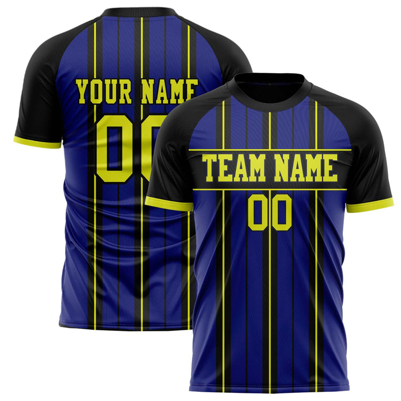 Custom Black Navy Pattern Soccer Jersey FT02240808XF089