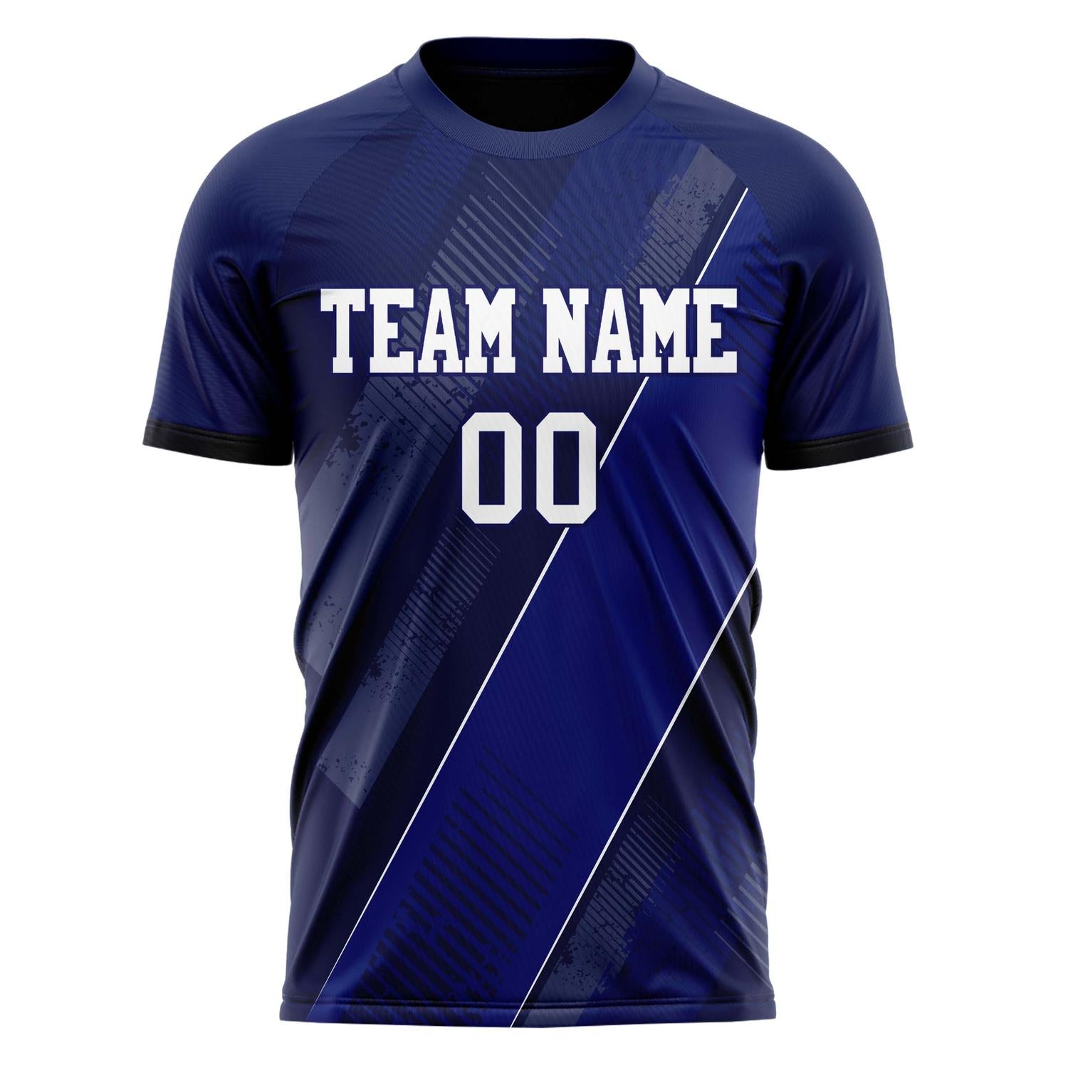 Custom Navy White Pattern Soccer Jersey