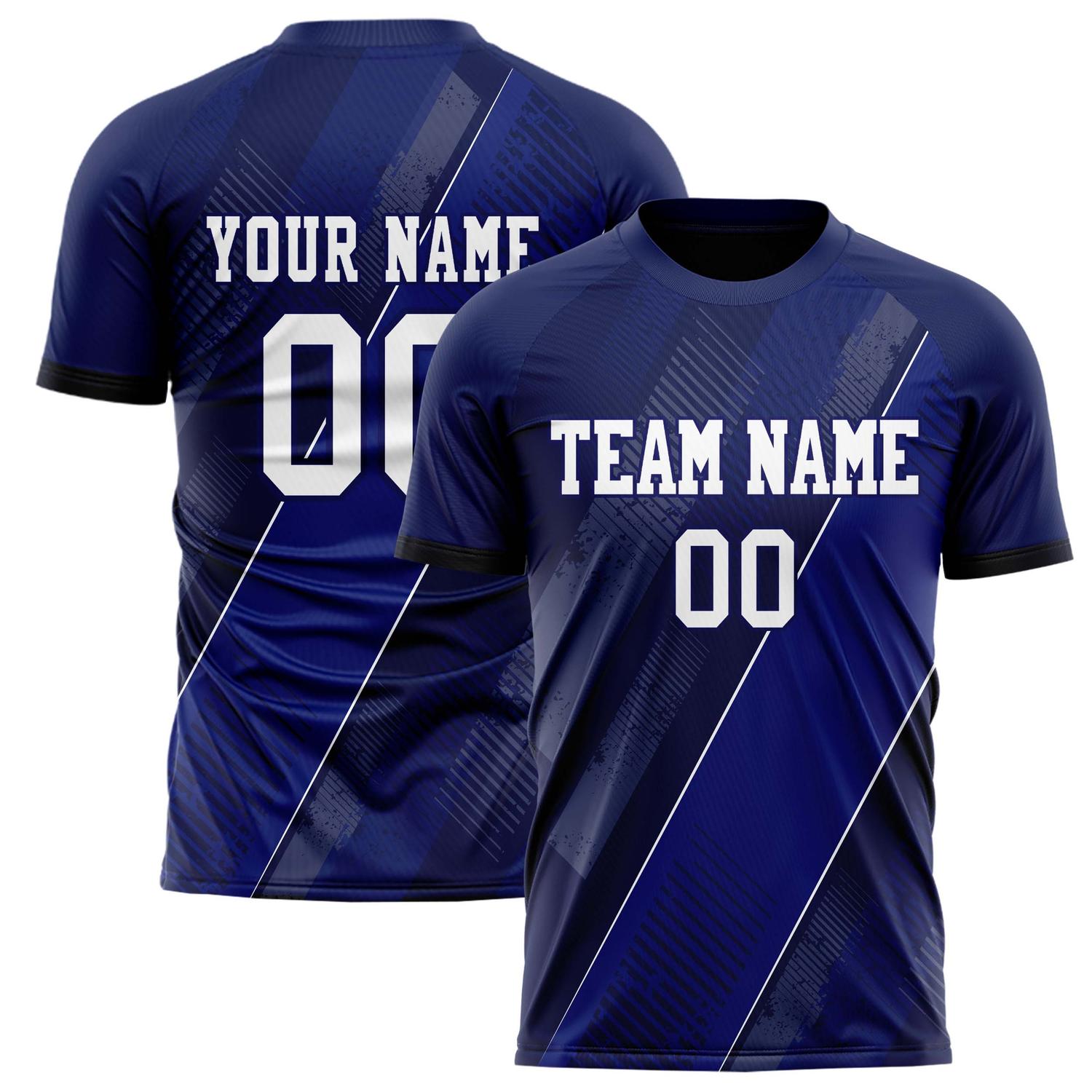Custom Navy White Pattern Soccer Jersey FT02240808XF090