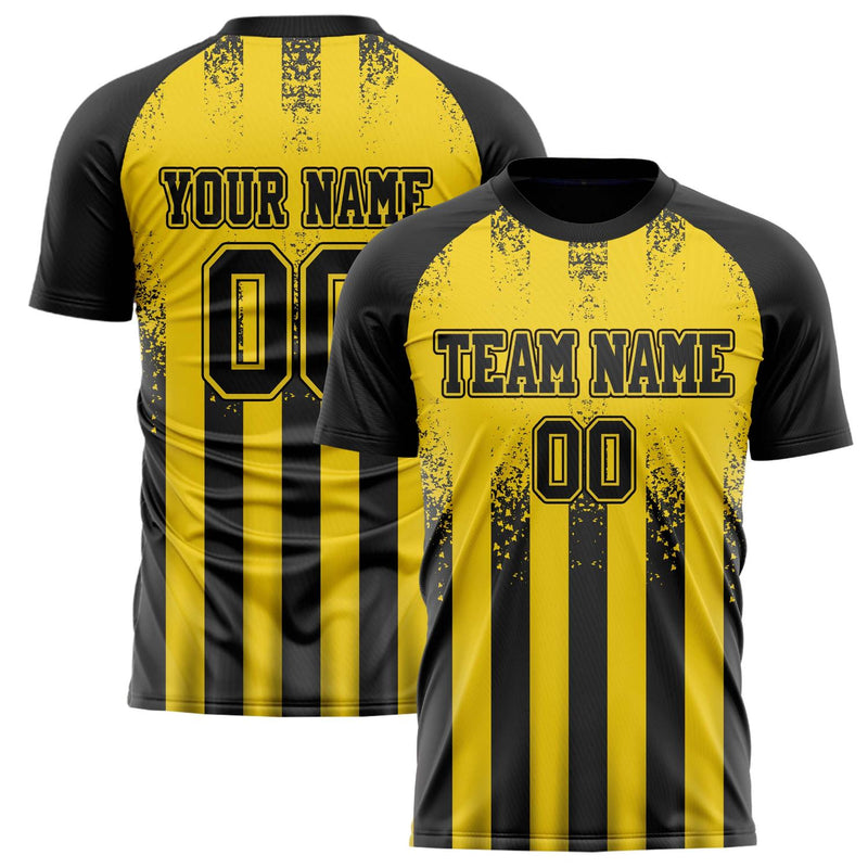Custom Gold Black Pattern Soccer Jersey FT02240808XF091