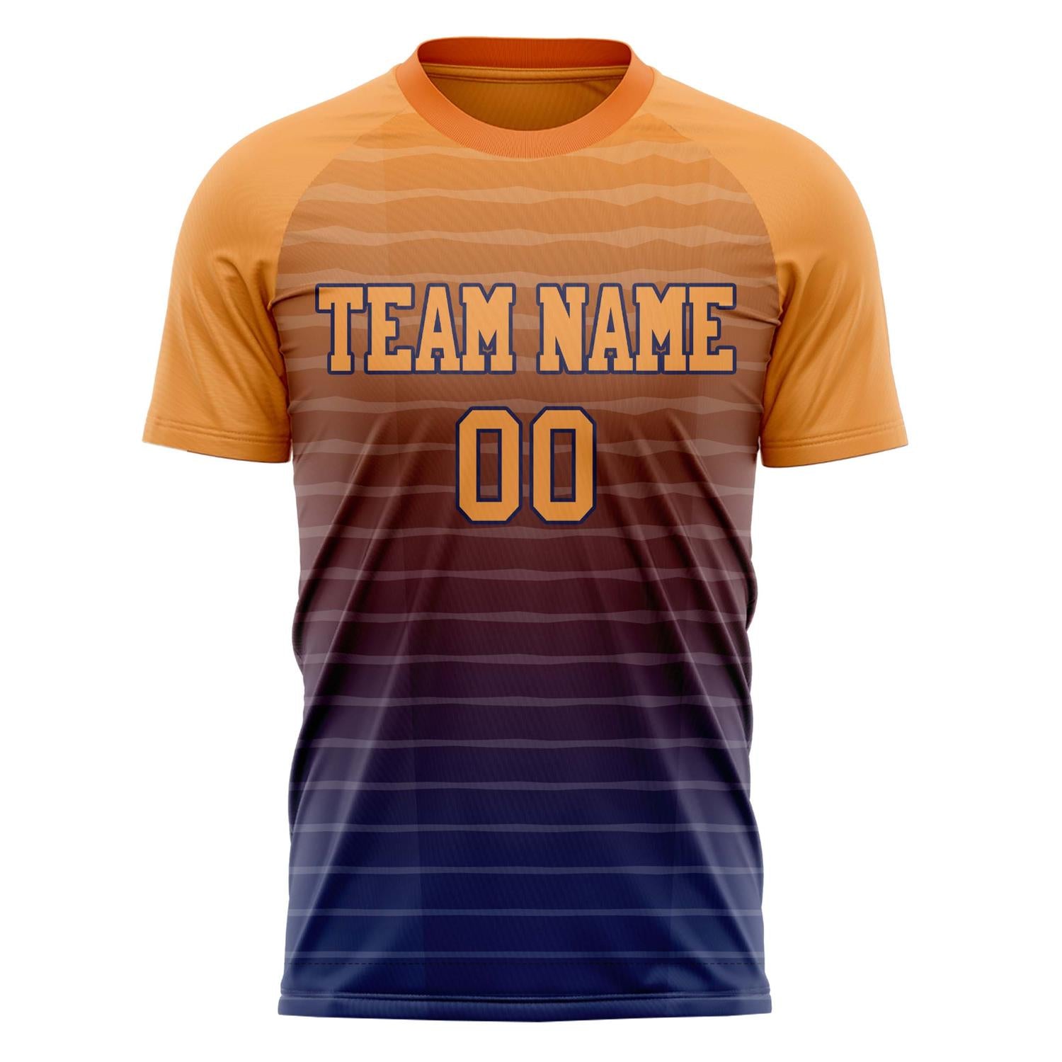 Custom Orange Navy Pattern Soccer Jersey